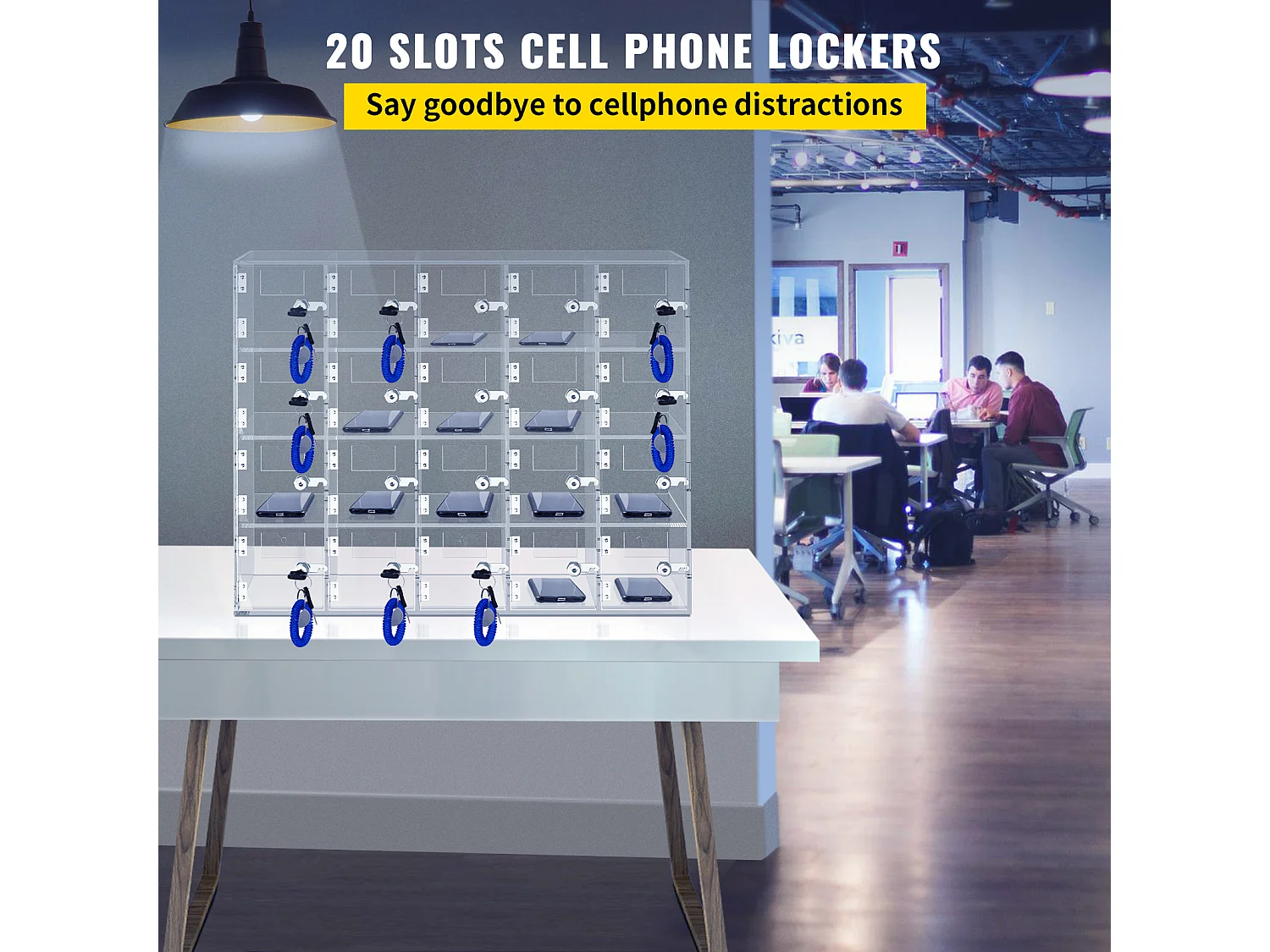 Casier pour Téléphone SucceBuy Portable en Acrylique, Armoire de Rangement à 10 Emplacements avec Clés, Transparent