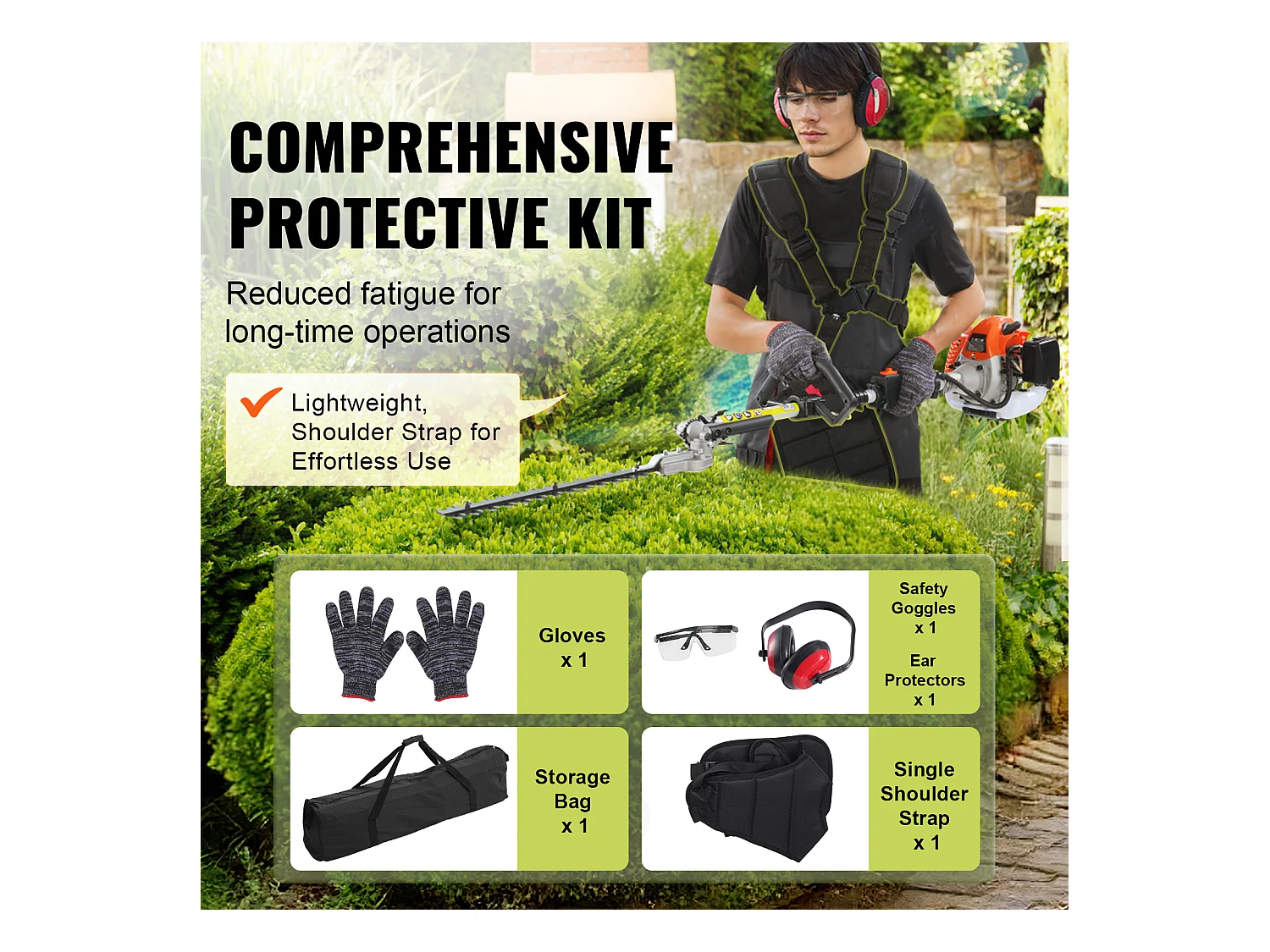 Hecht jardin SucceBuy 26CC 5-En-1 Outils de Coupe à Essence, Taille-Haie et Coupe-Herbe