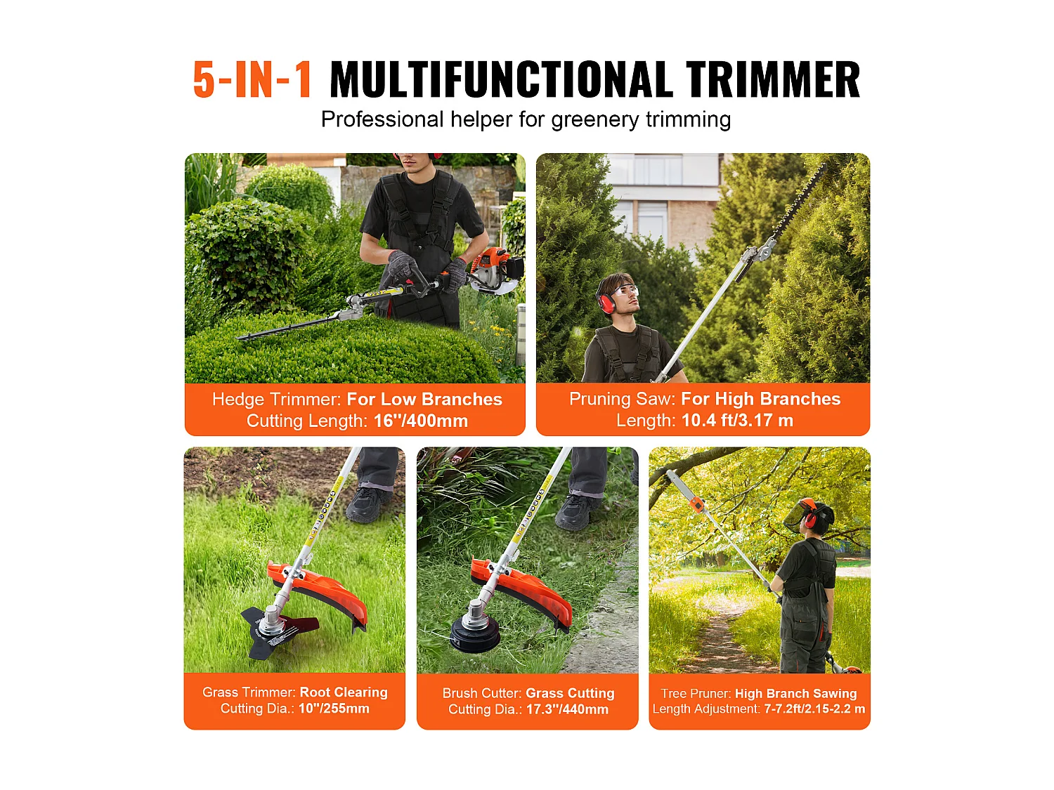 Hecht Garden SucceBuy 26CC 5-In-1 Benzin-Schneidwerkzeuge, Heckenschere und Rasentrimmer