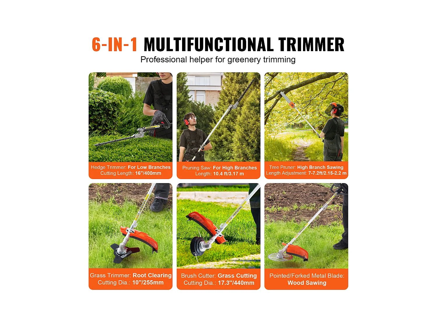 Hecht jardin SucceBuy Outils de Coupe à Essence 6 En 1 52CC, Taille-Haie et Coupe-herbe