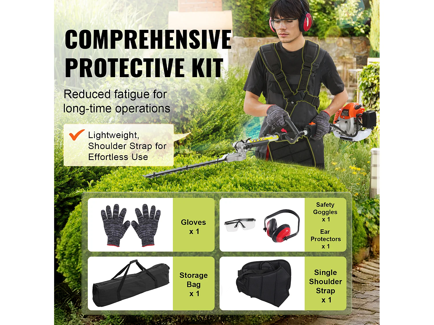 Hecht jardin SucceBuy 43CC 6-En-1 Outils de Coupe à Essence, Taille-Haie et Coupe-Herbe