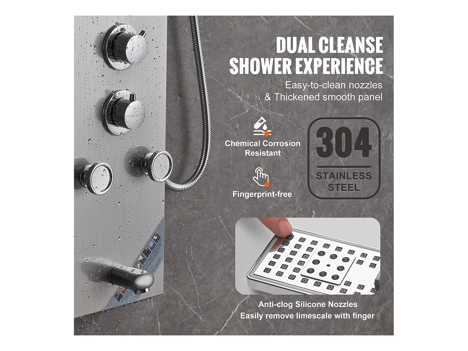 Panneau de Douche SucceBuy, 6 Modes, Colonne de douche Hydroélectricité LED, Acier Inoxydable