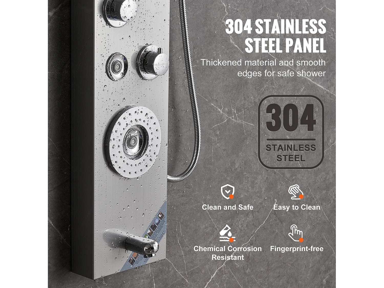 Sistema de Torre de Panel de Ducha SucceBuy, 6 Modos, LED y Pantalla Digital, Acero Inoxidable con Efecto de Lluvia