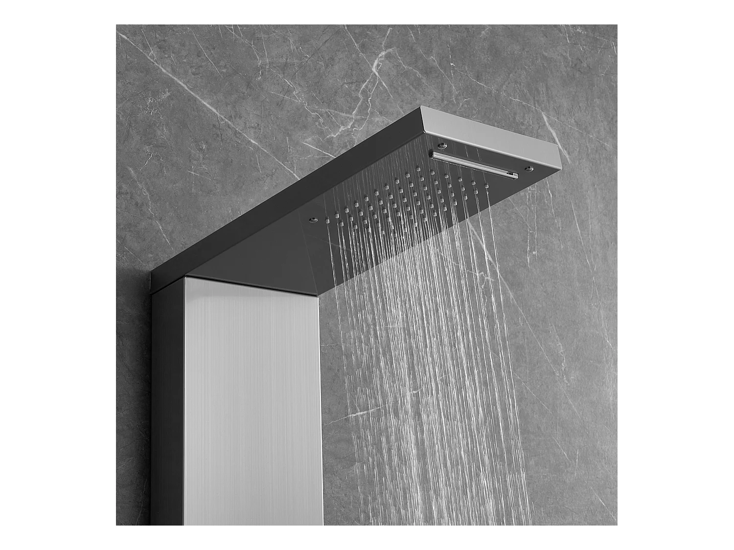 Système de Tour de Panneau de Douche SucceBuy en Acier Inoxydable, 4 Modes de Jets de Cascade et d'Effet Pluie