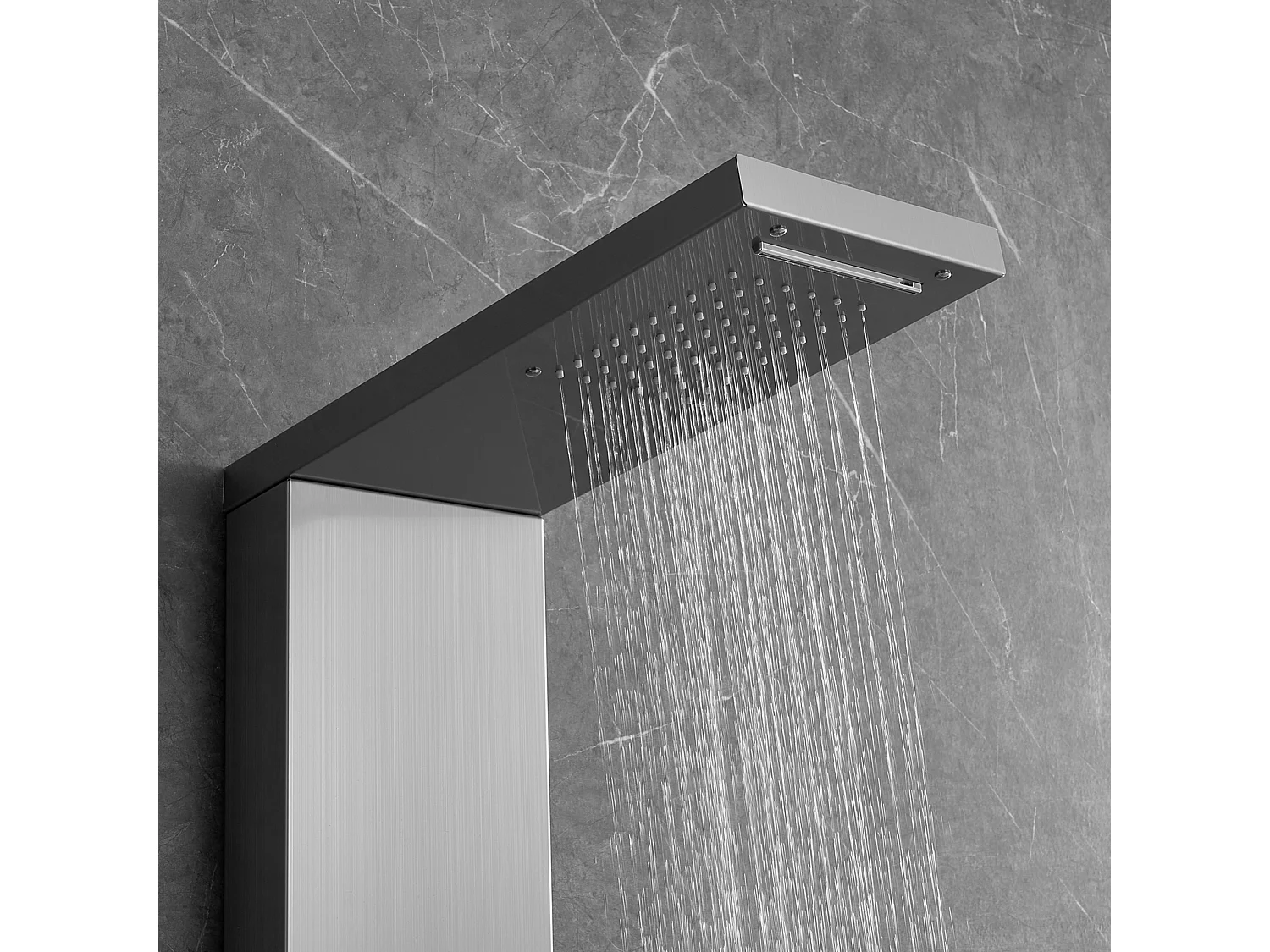 Système de Tour de Panneau de Douche SucceBuy en Acier Inoxydable, 4 Modes de Jets de Cascade et d'Effet Pluie