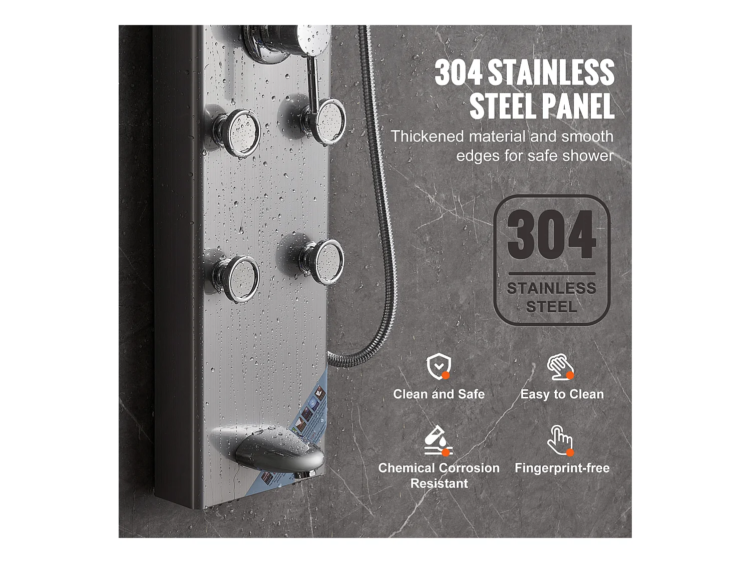 Colonne de douche Affichage Numérique, Système de Tour de Panneau de Douche SucceBuy, 6 Modes, Acier Inoxydable, Effet Pluie