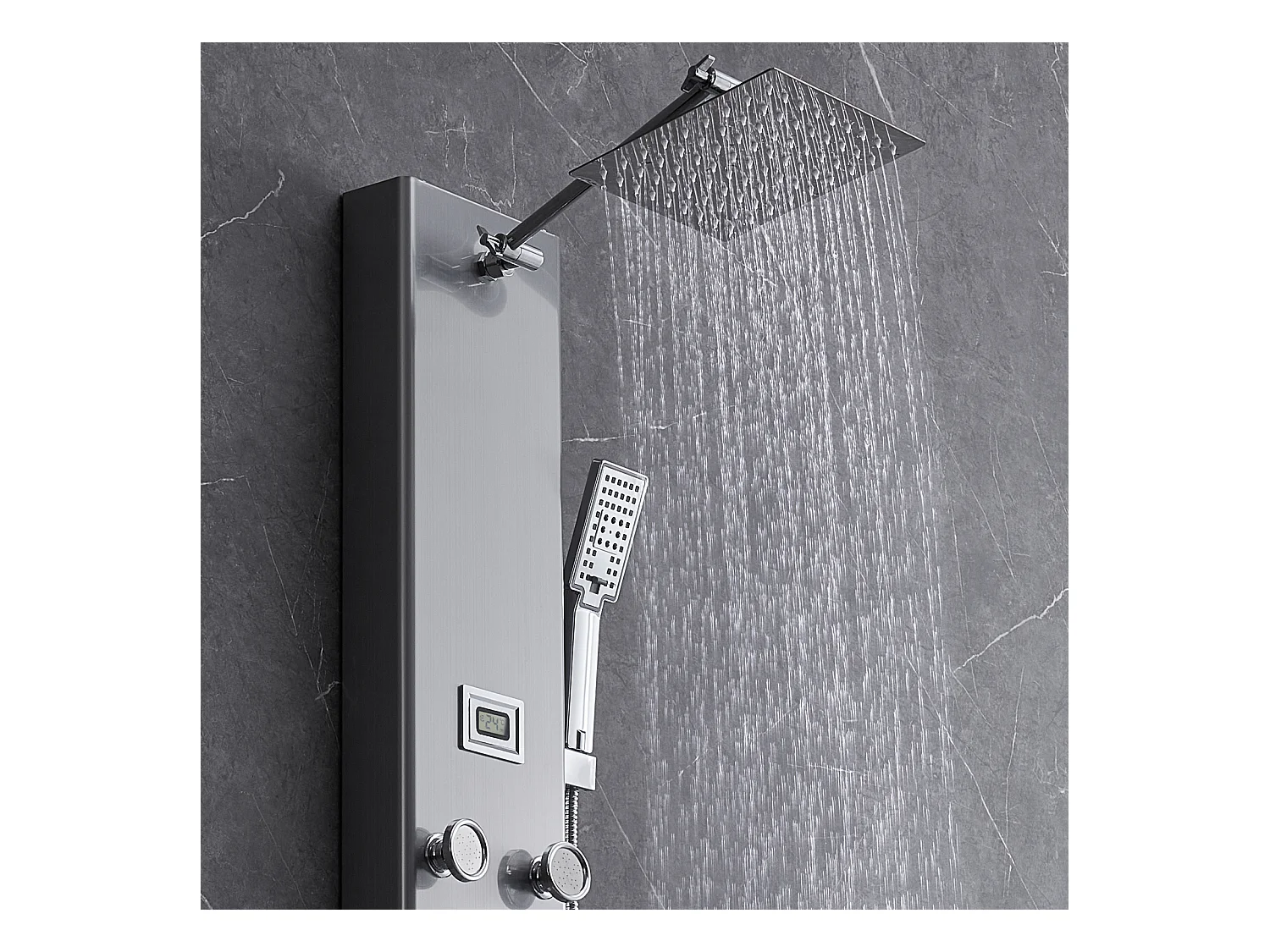 Colonne de douche Affichage Numérique, Système de Tour de Panneau de Douche SucceBuy, 6 Modes, Acier Inoxydable, Effet Pluie