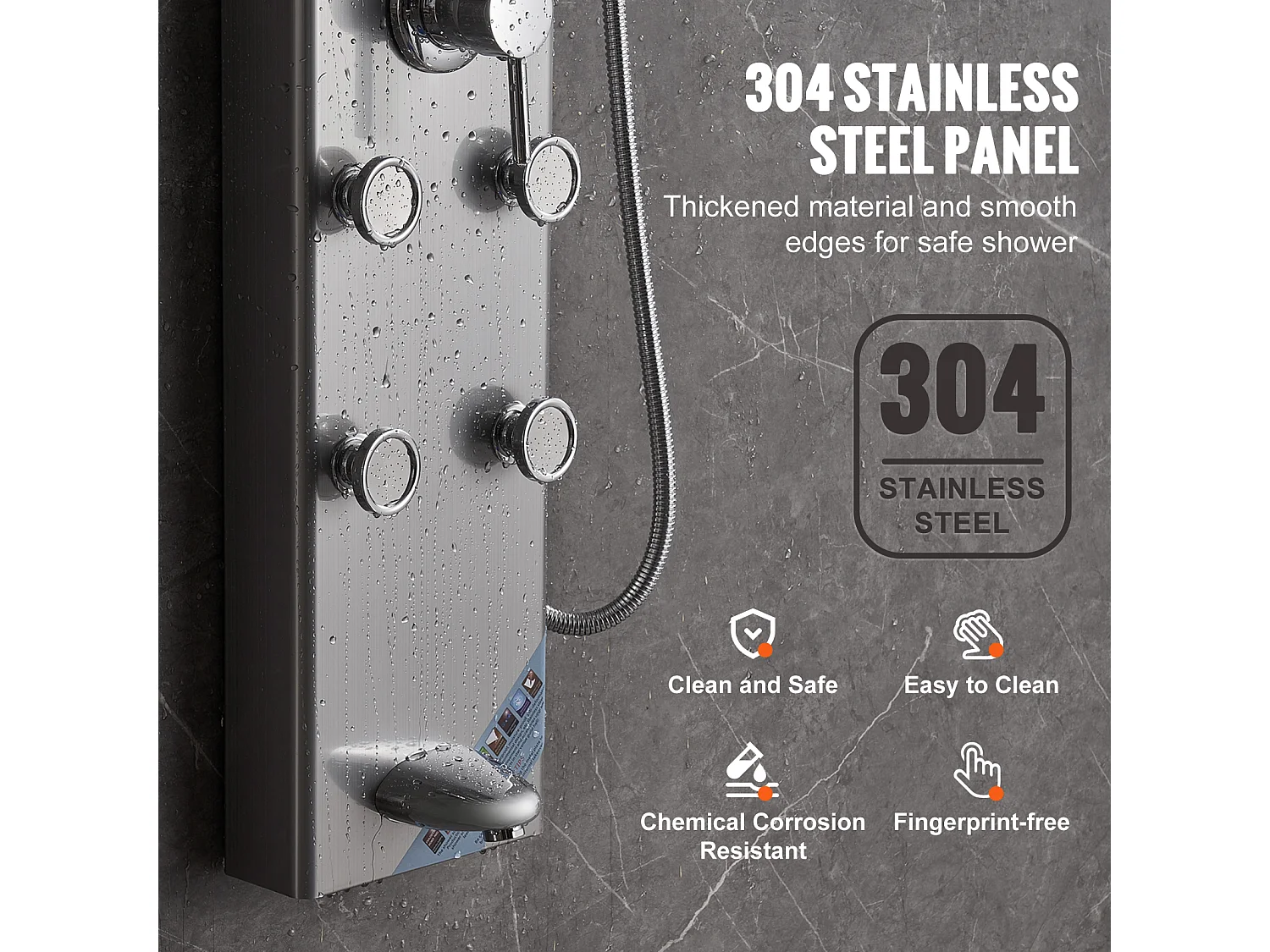 Colonne de douche Affichage Numérique, Système de Tour de Panneau de Douche SucceBuy, 6 Modes, Acier Inoxydable, Effet Pluie