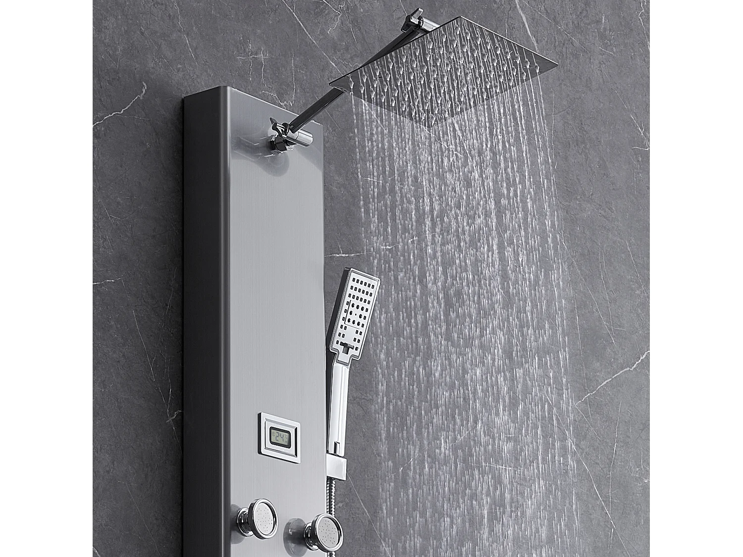 Colonne de douche Affichage Numérique, Système de Tour de Panneau de Douche SucceBuy, 6 Modes, Acier Inoxydable, Effet Pluie