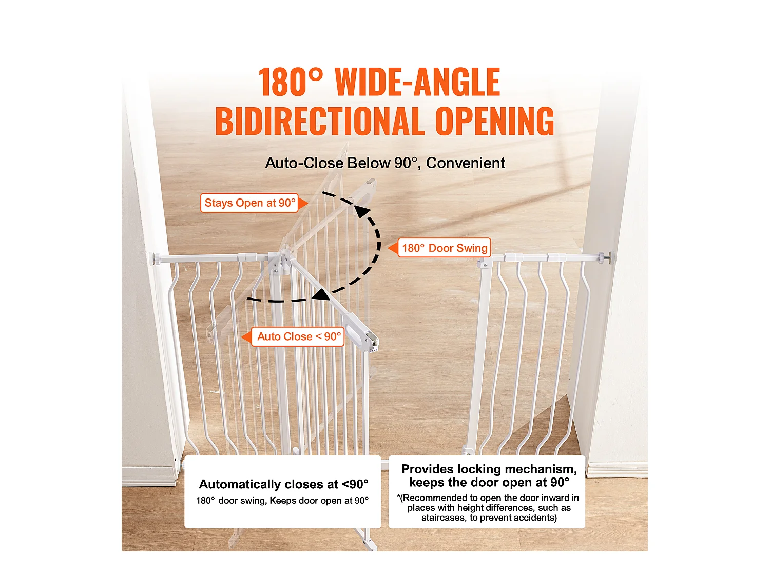Barrière de Sécurité pour Bébé SucceBuy, 74.9-135 cm de Largeur x 76 cm de Hauteur, Barrière de Sécurité pour Escaliers et Portes