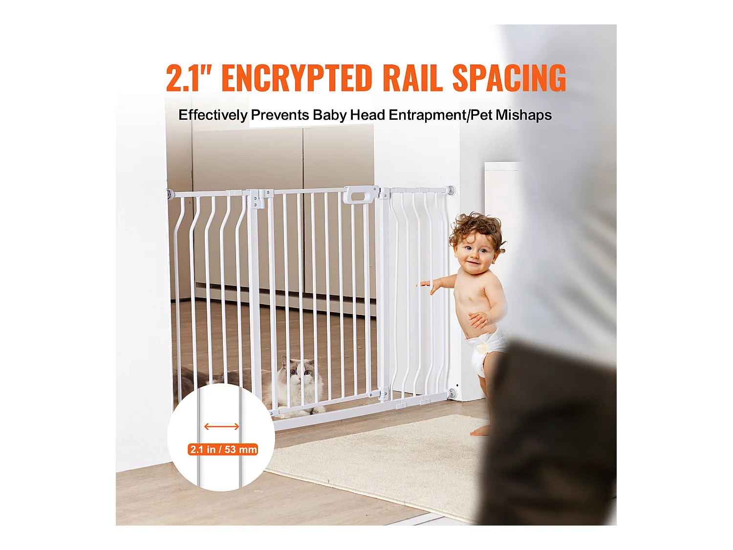 Barrière de Sécurité pour Bébé SucceBuy, 74.9-135 cm de Largeur x 76 cm de Hauteur, Barrière de Sécurité pour Escaliers et Portes