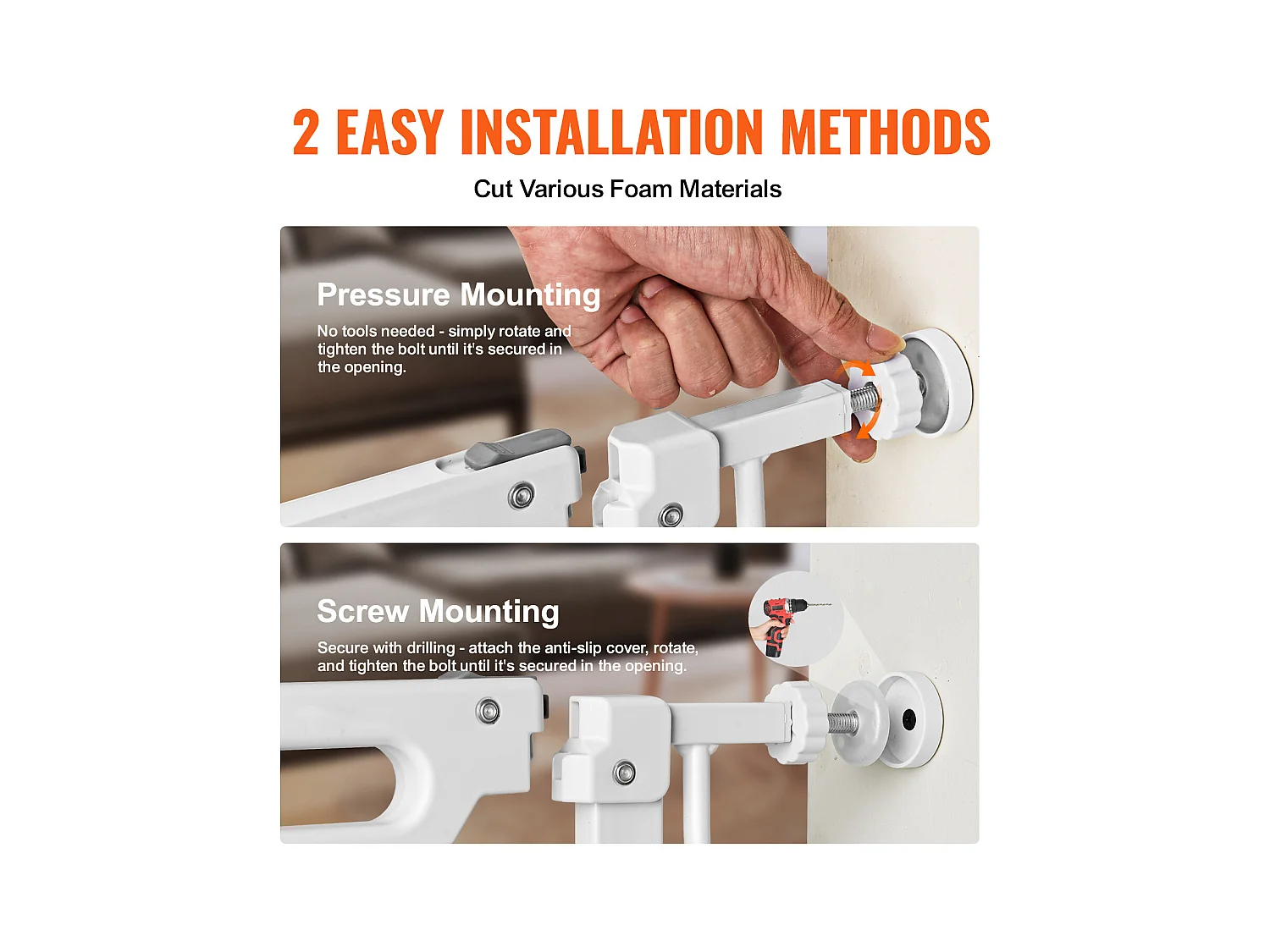 Barrière de Sécurité pour Bébé SucceBuy, 74.9-135 cm de Largeur x 76 cm de Hauteur, Barrière de Sécurité pour Escaliers et Portes