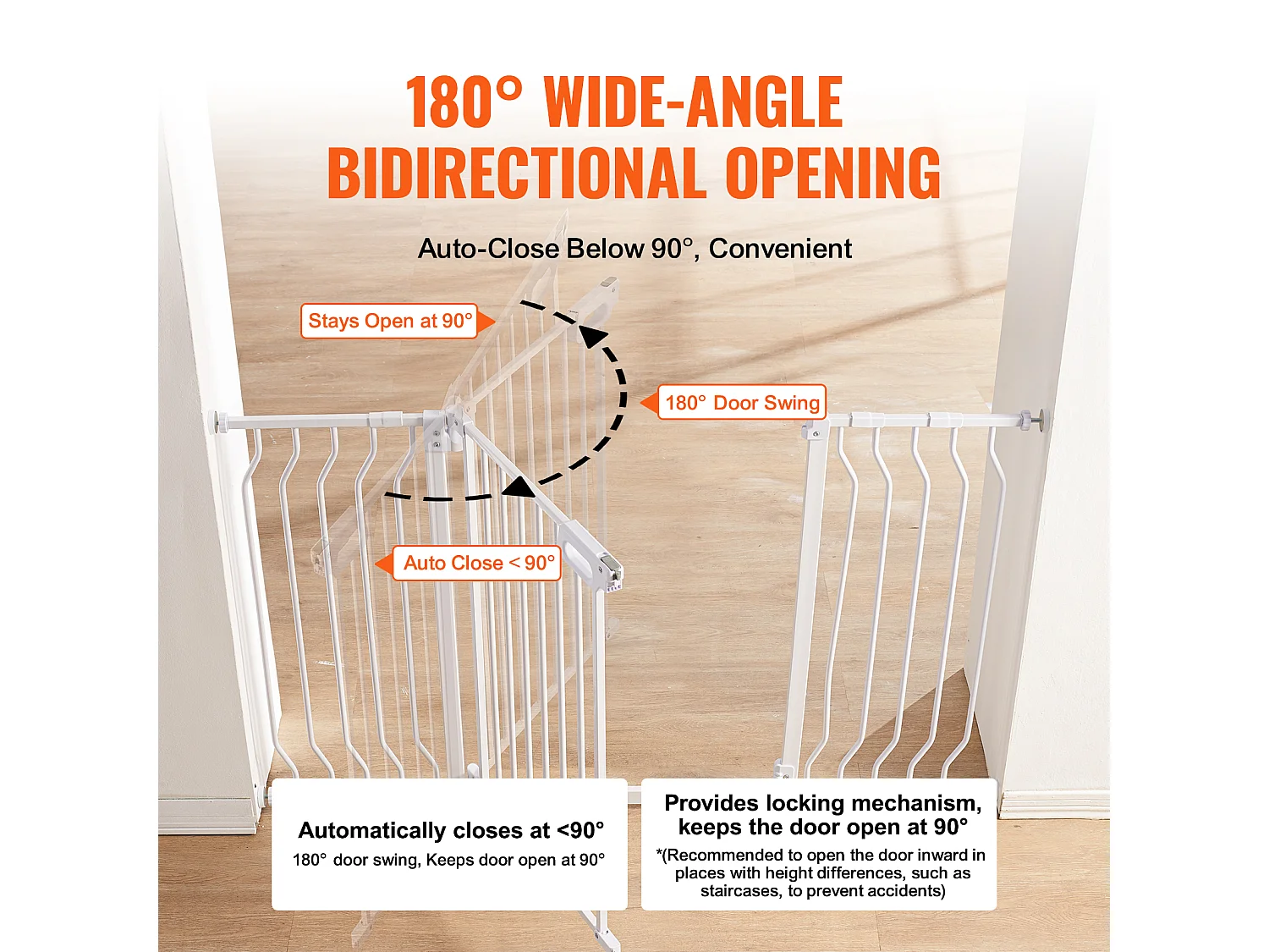 Barrière de Sécurité pour Bébé SucceBuy, 74.9-135 cm de Largeur x 76 cm de Hauteur, Barrière de Sécurité pour Escaliers et Portes