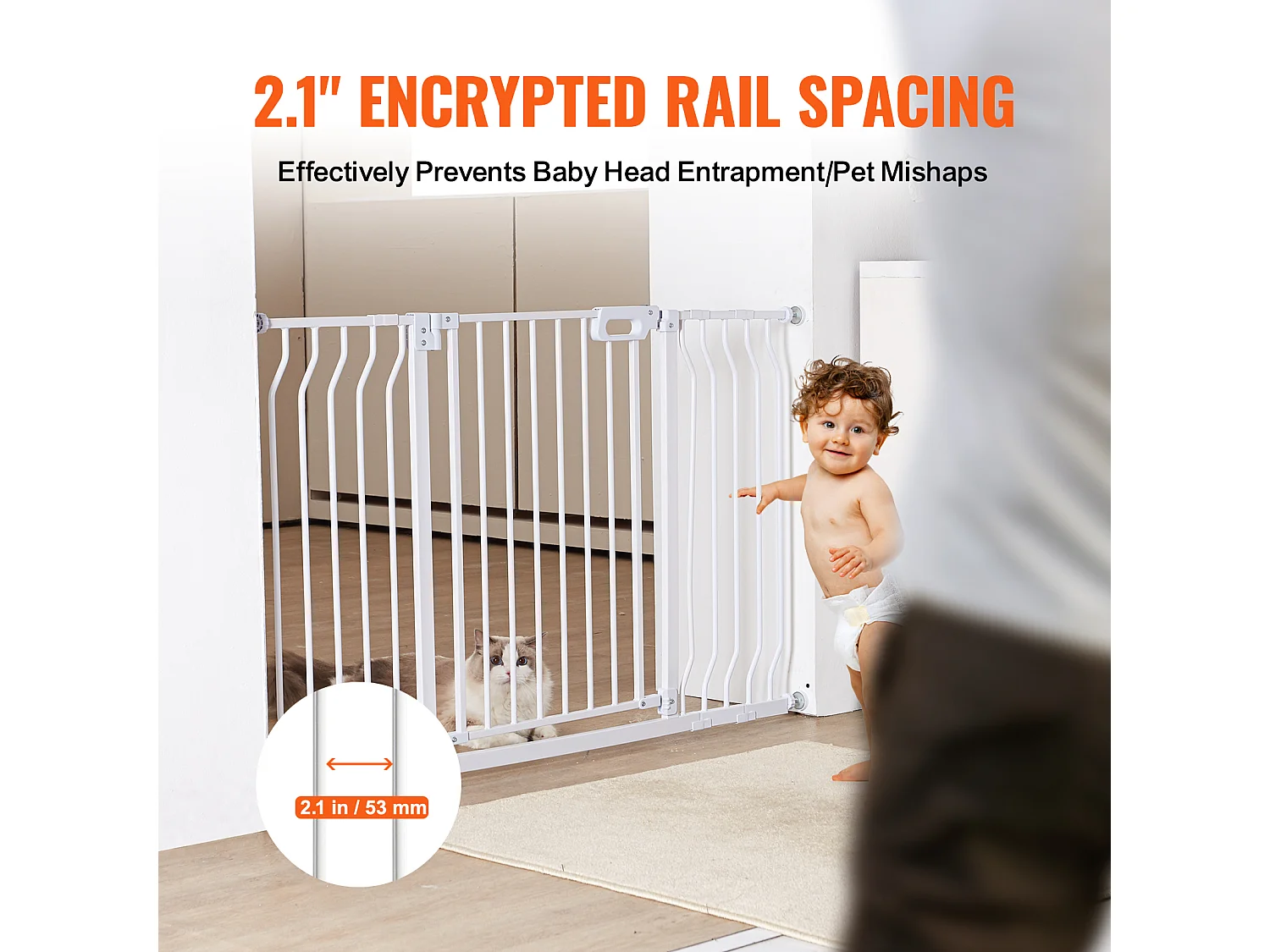 Barrière de Sécurité pour Bébé SucceBuy, 74.9-135 cm de Largeur x 76 cm de Hauteur, Barrière de Sécurité pour Escaliers et Portes