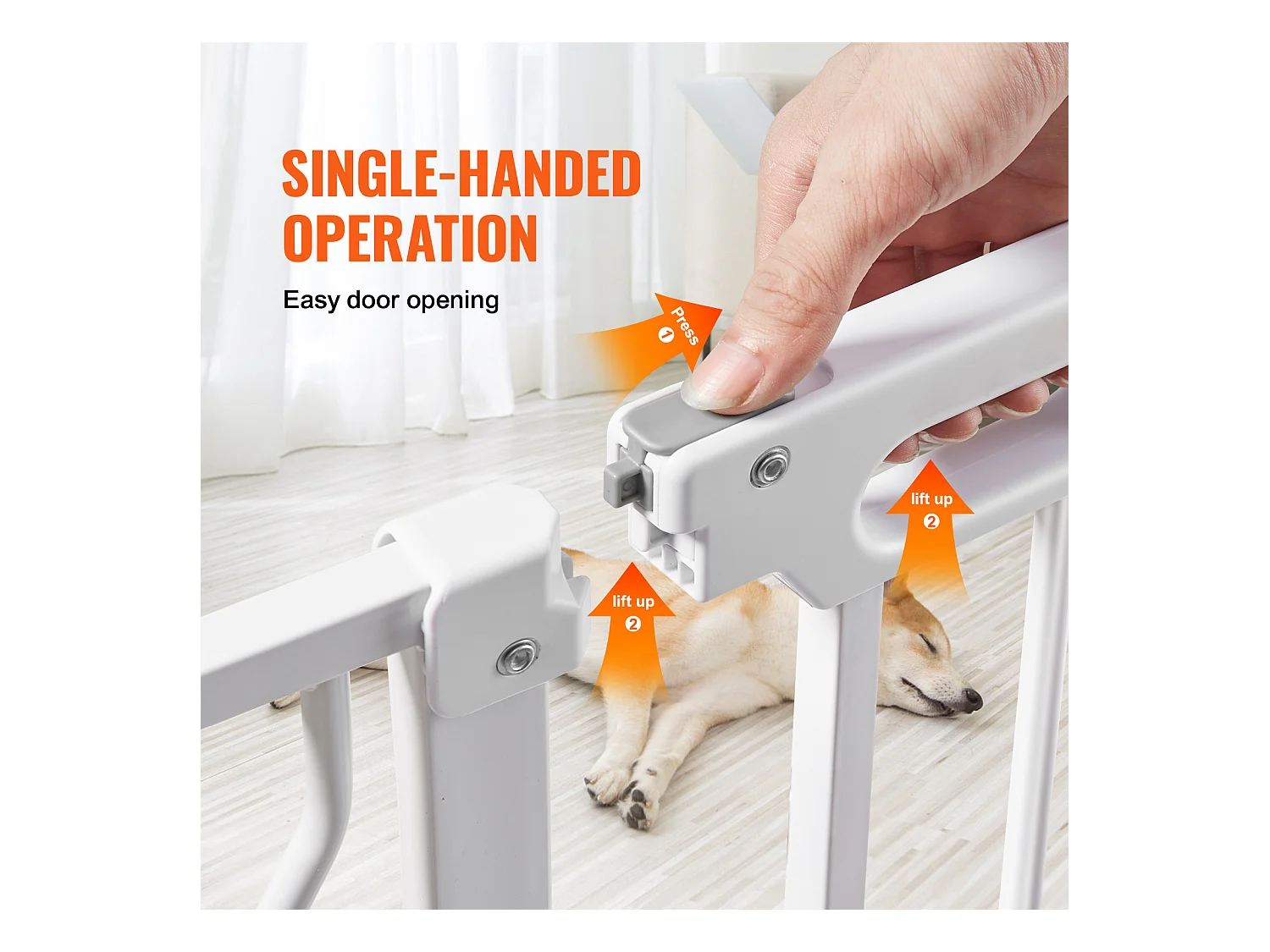 Barrière de Sécurité pour Bébé SucceBuy, 75 - 123 cm de Largeur, 76.2 cm de Hauteur, Barrière pour Chien pour Escaliers et Portes