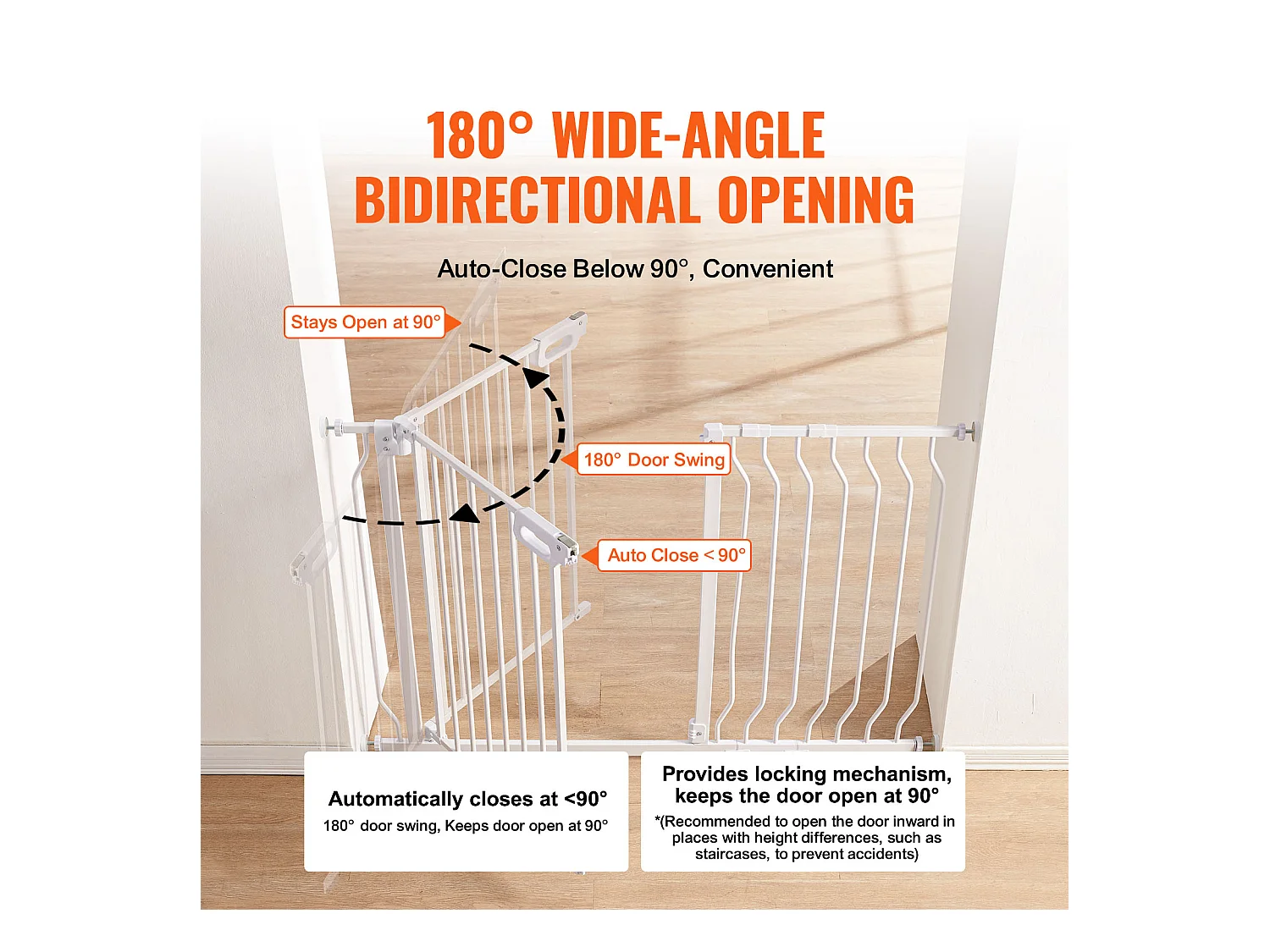 Barrière de Sécurité pour Bébé SucceBuy, 75 - 123 cm de Largeur, 76.2 cm de Hauteur, Barrière pour Chien pour Escaliers et Portes