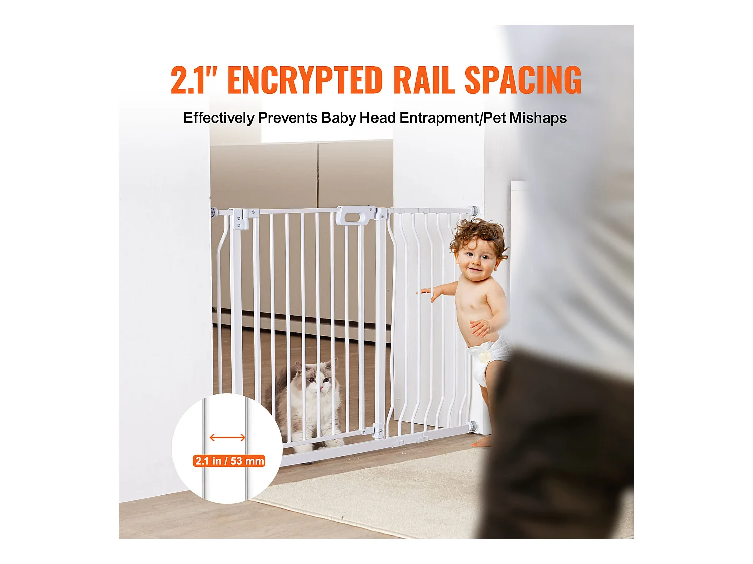 Barrière de Sécurité pour Bébé SucceBuy, 75 - 123 cm de Largeur, 76.2 cm de Hauteur, Barrière pour Chien pour Escaliers et Portes