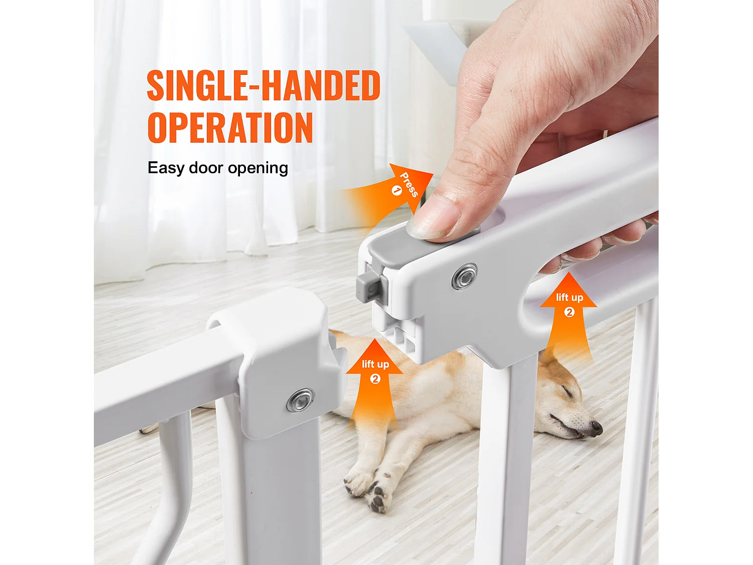 Barrière de Sécurité pour Bébé SucceBuy, 75 - 123 cm de Largeur, 76.2 cm de Hauteur, Barrière pour Chien pour Escaliers et Portes