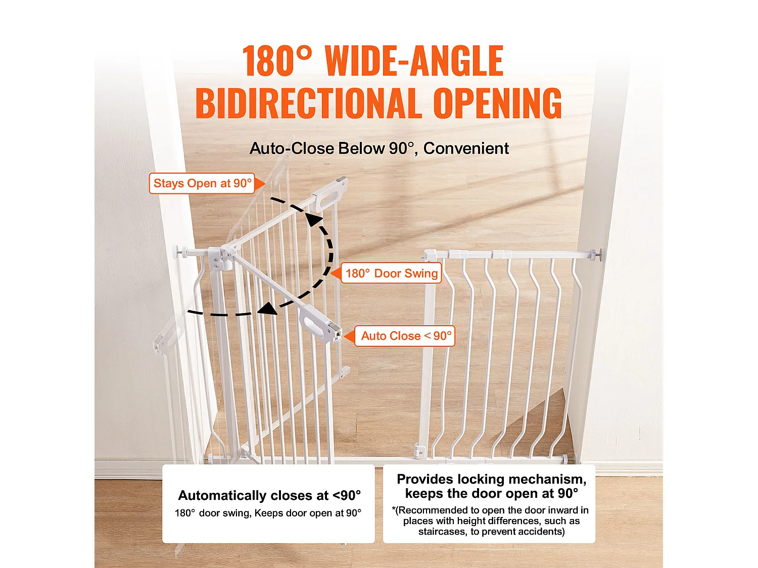 Barrière de Sécurité pour Bébé SucceBuy, 75 - 123 cm de Largeur, 76.2 cm de Hauteur, Barrière pour Chien pour Escaliers et Portes