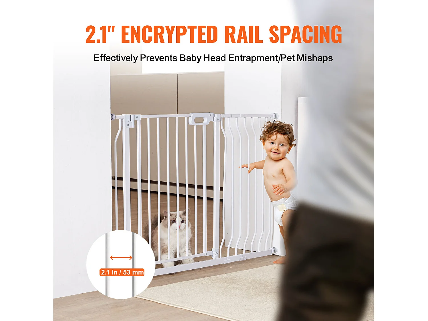 Barrière de Sécurité pour Bébé SucceBuy, 75 - 123 cm de Largeur, 76.2 cm de Hauteur, Barrière pour Chien pour Escaliers et Portes