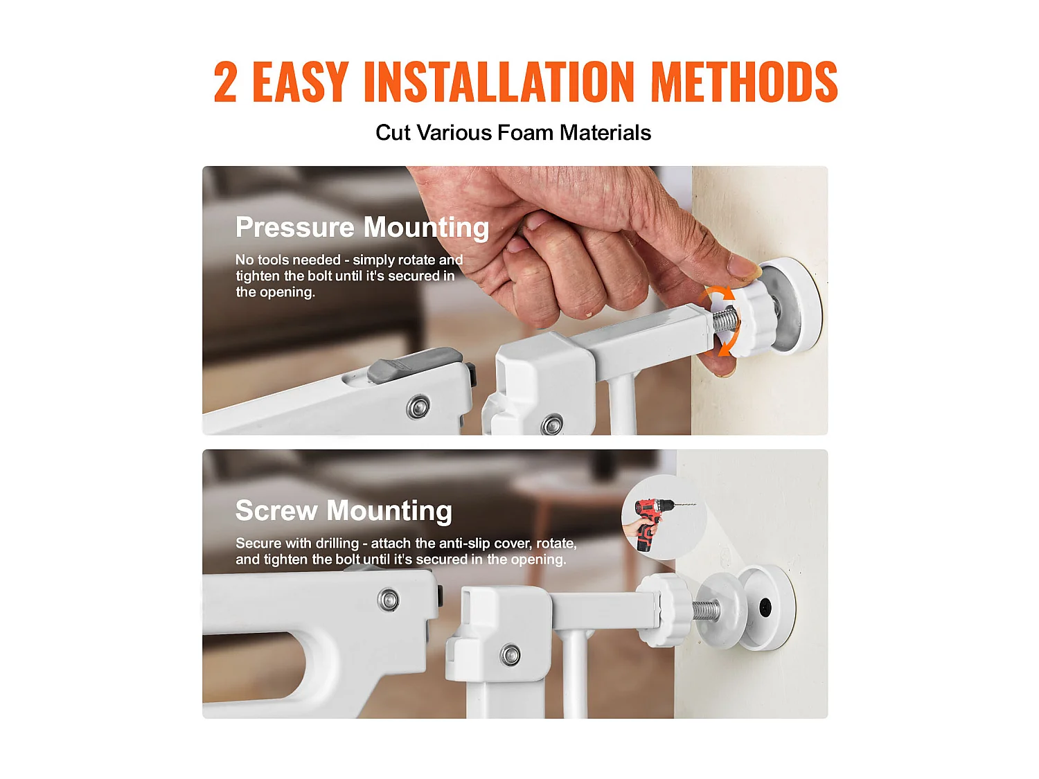 Barrière de Sécurité pour Bébé SucceBuy, 75 - 123 cm de Largeur, 76.2 cm de Hauteur, Barrière pour Chien pour Escaliers et Portes