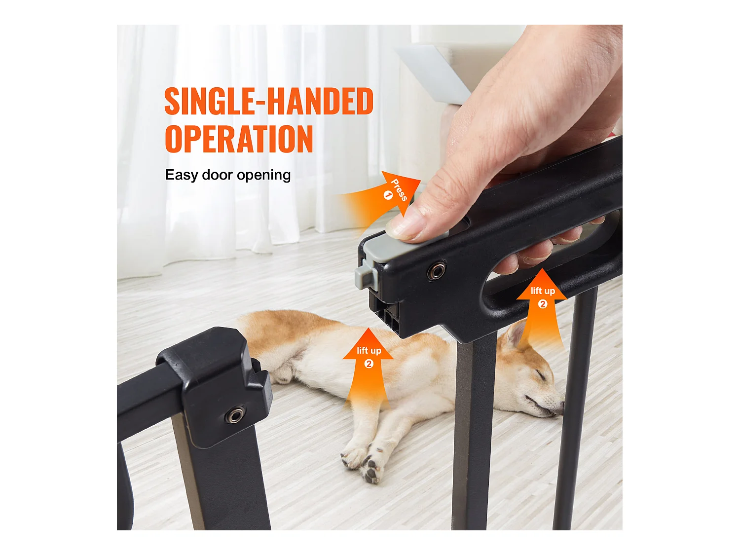 Barrière de Sécurité pour Bébé SucceBuy de 75 - 123 cm de Largeur et 76 cm de Hauteur, Barrière d'Escalier de Sécurité pour Chiens