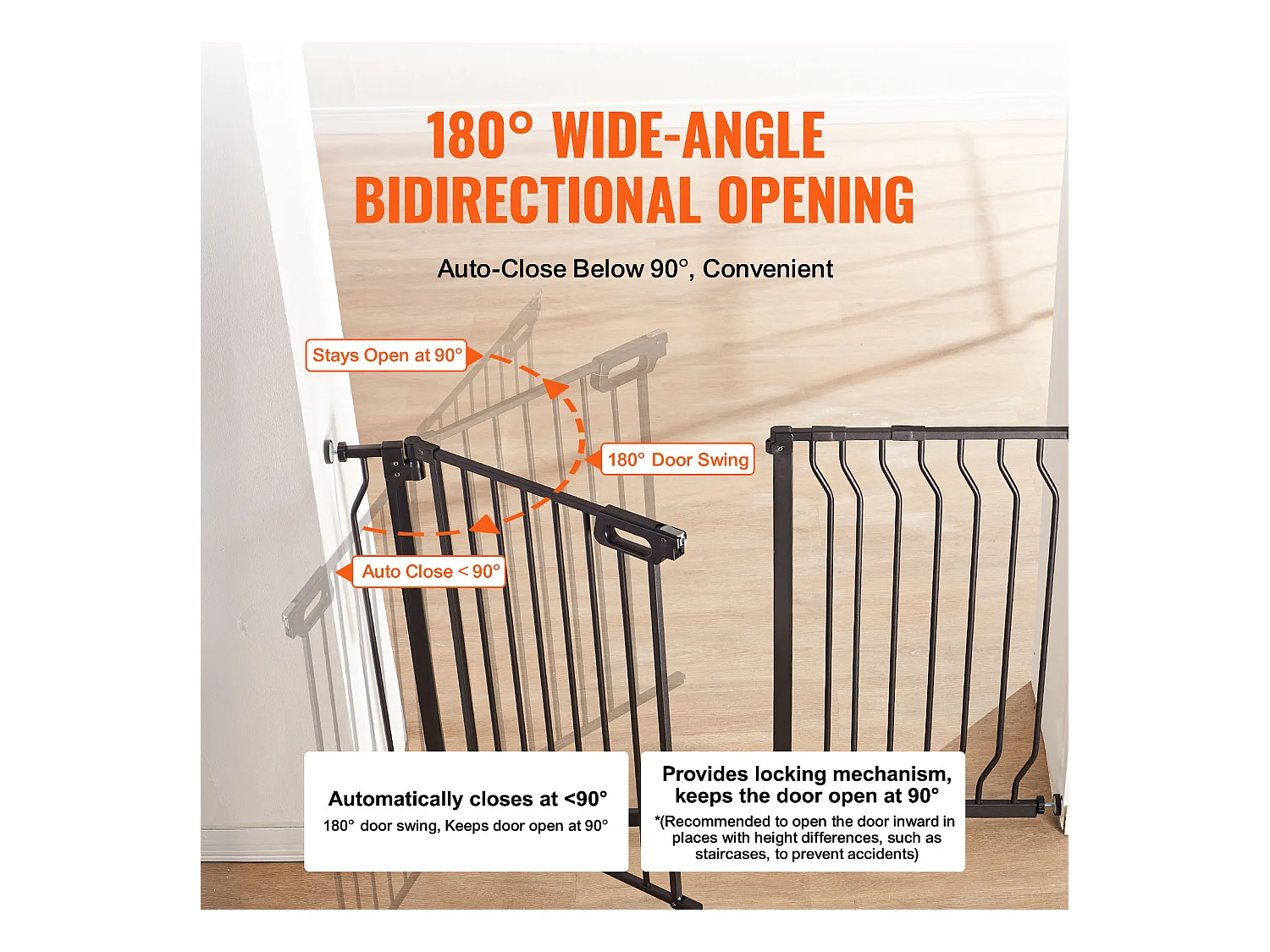 Barrière de Sécurité pour Bébé SucceBuy de 75 - 123 cm de Largeur et 76 cm de Hauteur, Barrière d'Escalier de Sécurité pour Chiens