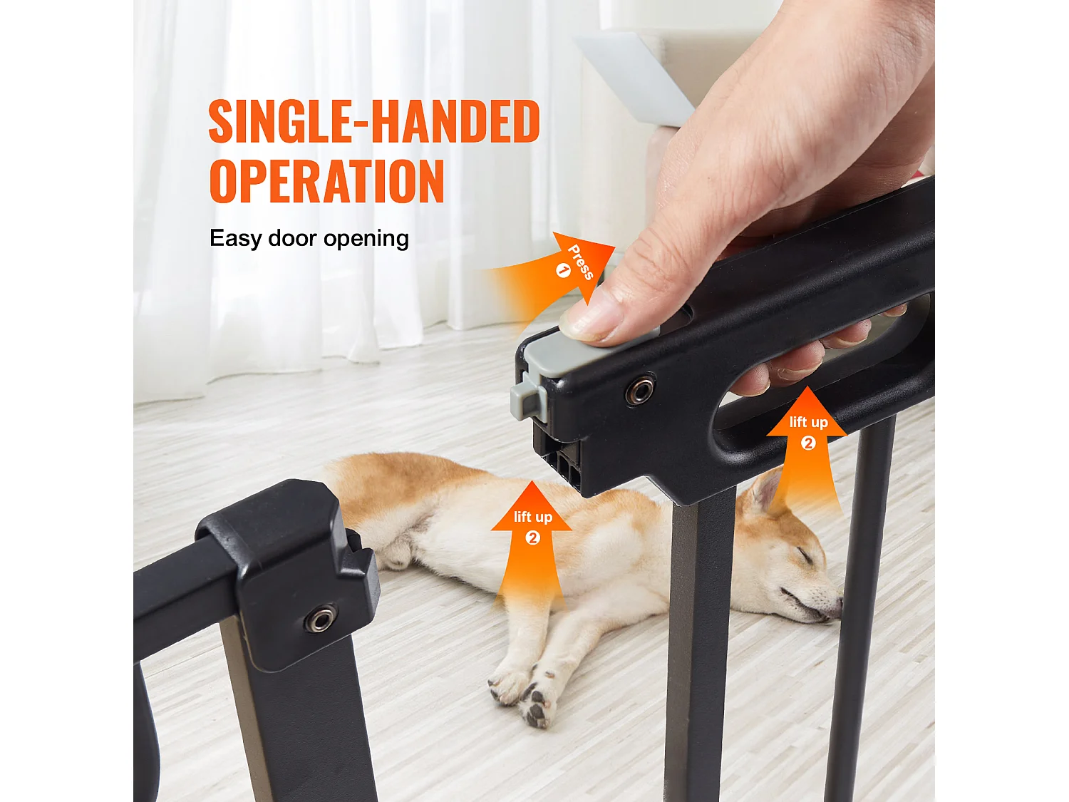 Barrière de Sécurité pour Bébé SucceBuy de 75 - 123 cm de Largeur et 76 cm de Hauteur, Barrière d'Escalier de Sécurité pour Chiens