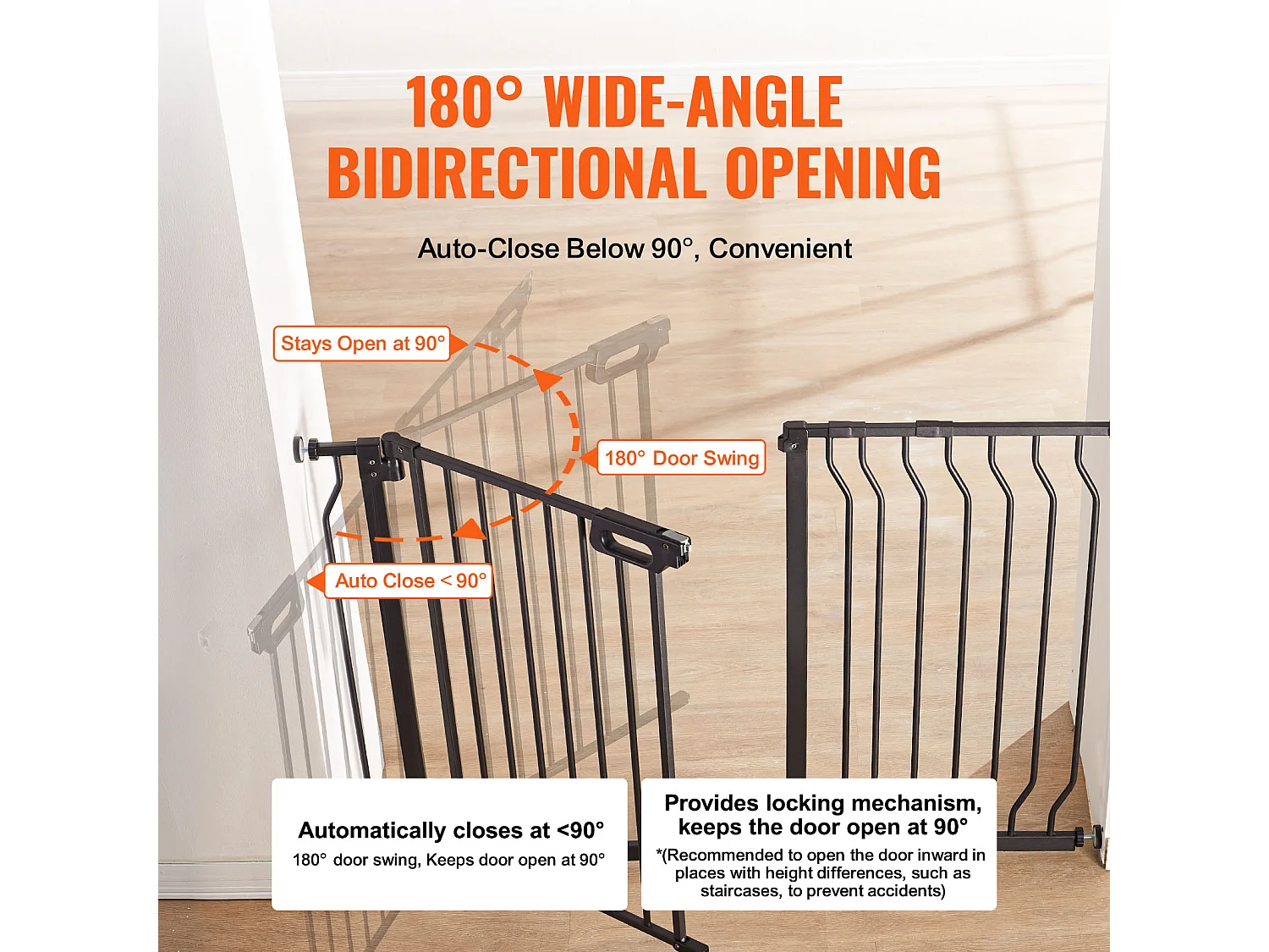 Barrière de Sécurité pour Bébé SucceBuy de 75 - 123 cm de Largeur et 76 cm de Hauteur, Barrière d'Escalier de Sécurité pour Chiens