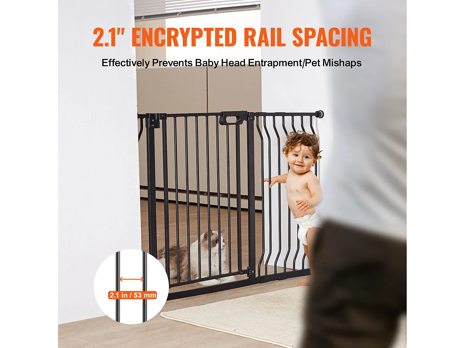 Barrière de Sécurité pour Bébé SucceBuy de 75 - 123 cm de Largeur et 76 cm de Hauteur, Barrière d'Escalier de Sécurité pour Chiens