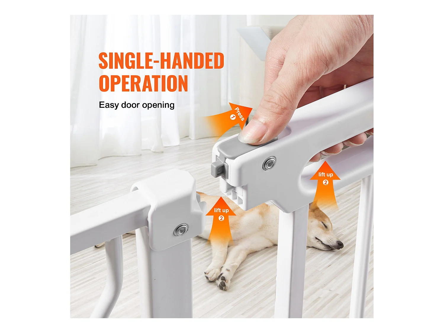 Barrière de Sécurité pour Bébé SucceBuy, Barrière pour Chien, 74.9-94 cm de Largeur x 76 cm de Hauteur