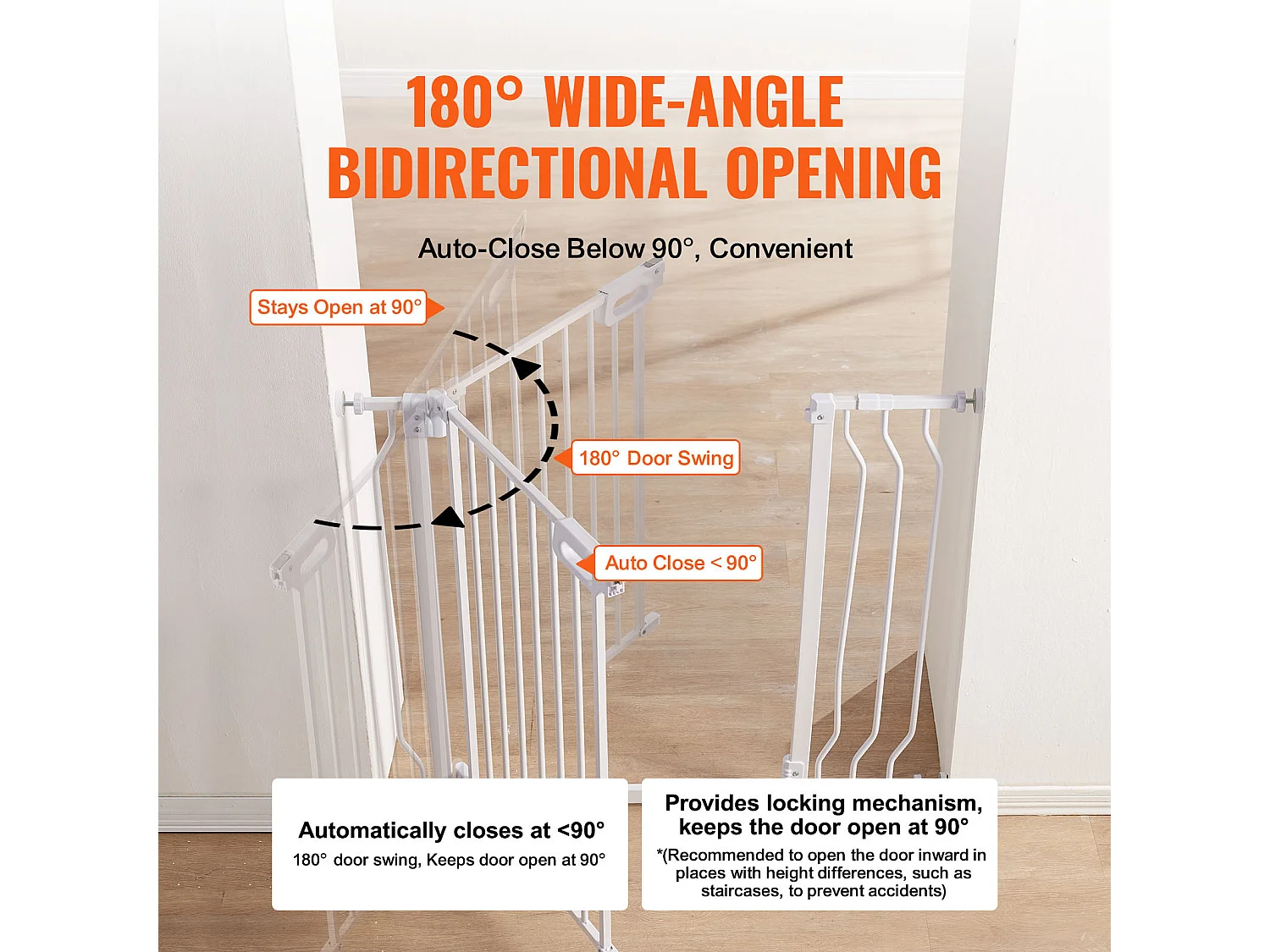 Barrière de Sécurité pour Bébé SucceBuy, Barrière pour Chien, 74.9-94 cm de Largeur x 76 cm de Hauteur