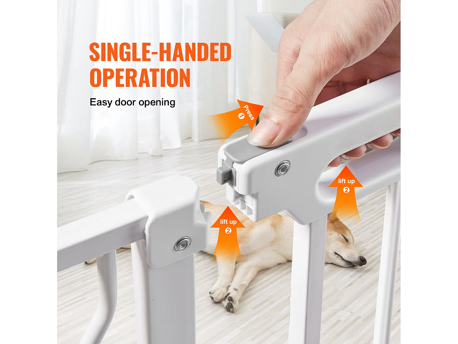 Barrière de Sécurité pour Bébé SucceBuy, Barrière pour Chien, 74.9-94 cm de Largeur x 76 cm de Hauteur