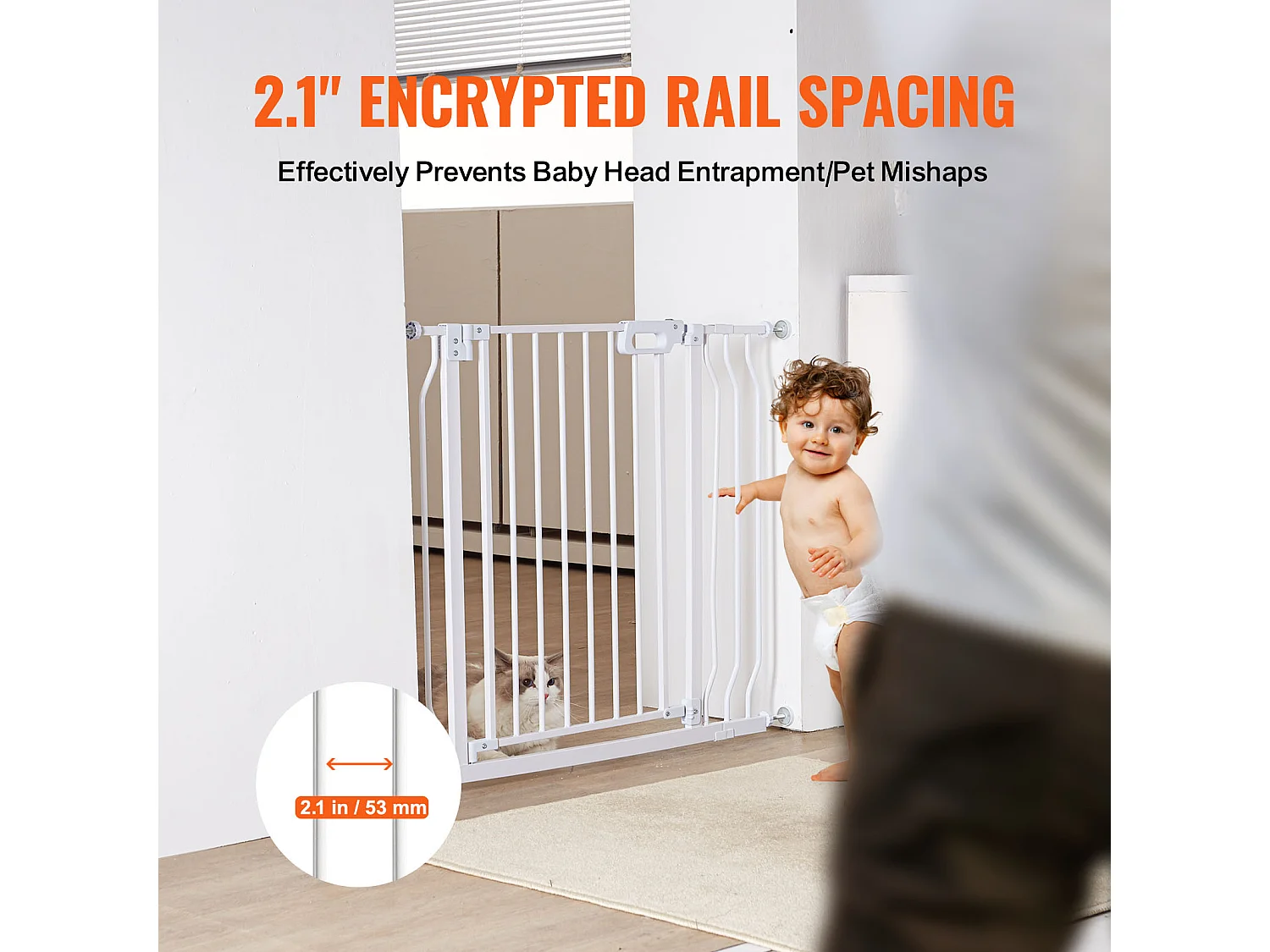 Barrière de Sécurité pour Bébé SucceBuy, Barrière pour Chien, 74.9-94 cm de Largeur x 76 cm de Hauteur