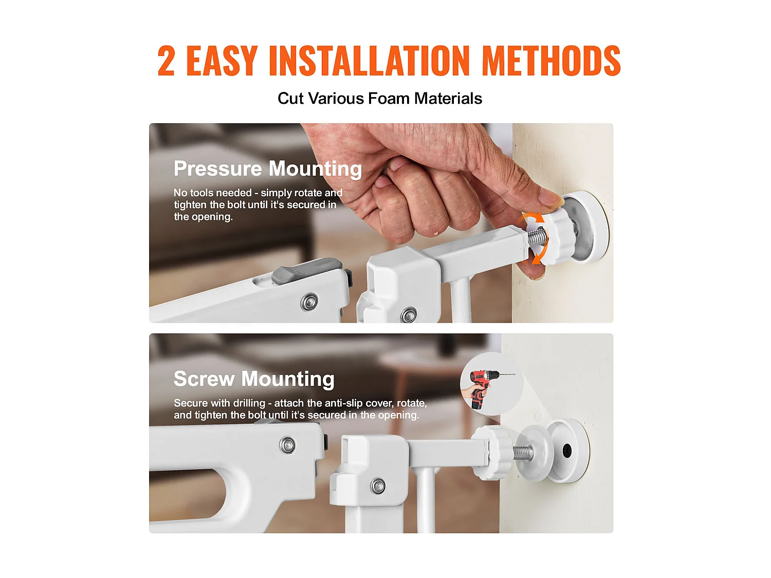 Barrière de Sécurité pour Bébé SucceBuy, Barrière pour Chien, 74.9-94 cm de Largeur x 76 cm de Hauteur