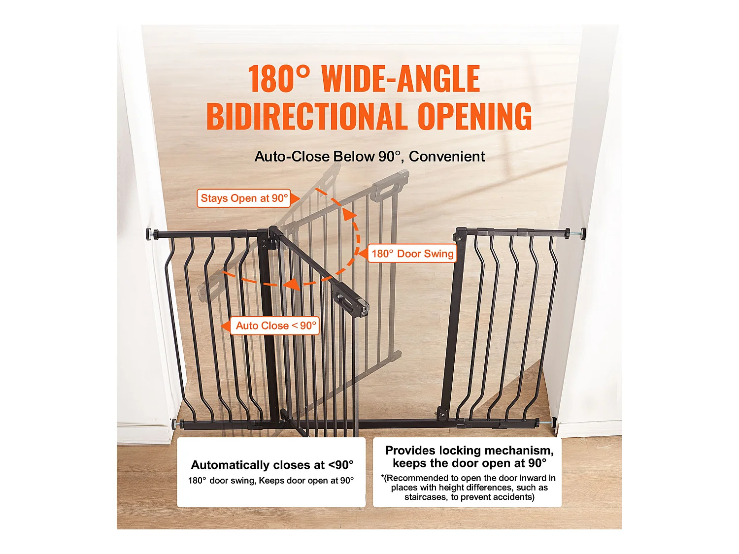 Barrière de Sécurité pour Bébé SucceBuy, Barrière pour Escalier, Barrière pour Chien, 75-135 cm de Largeur x 76.2cm de Hauteur
