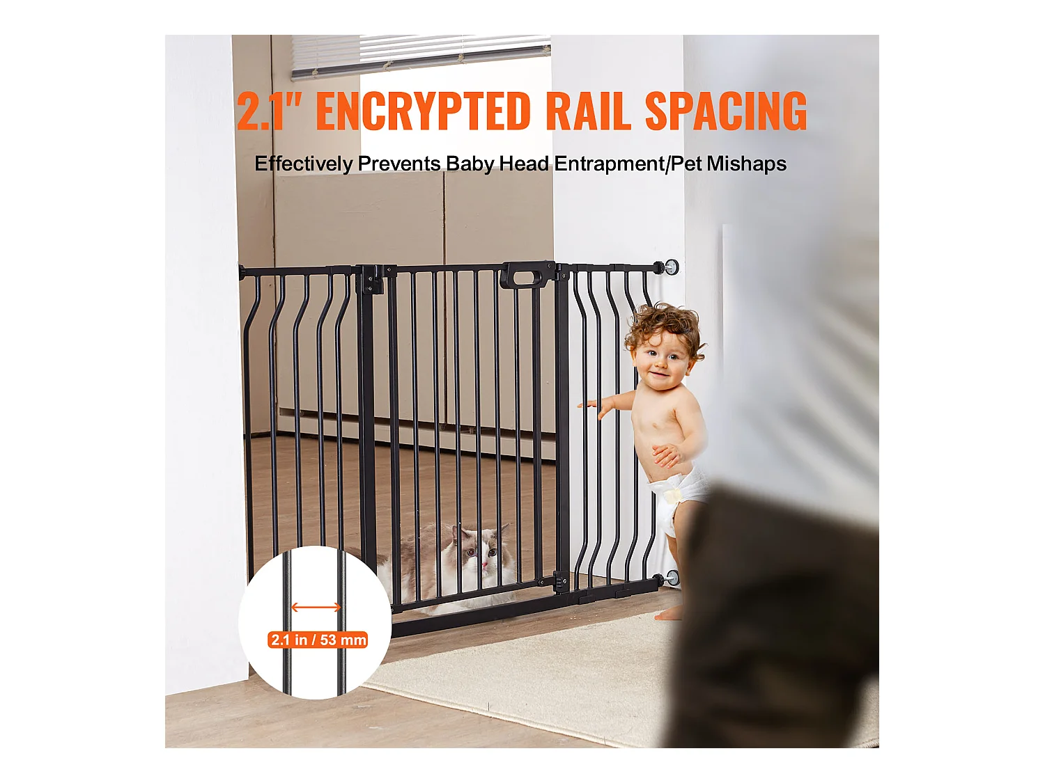 Barrière de Sécurité pour Bébé SucceBuy, Barrière pour Escalier, Barrière pour Chien, 75-135 cm de Largeur x 76.2cm de Hauteur