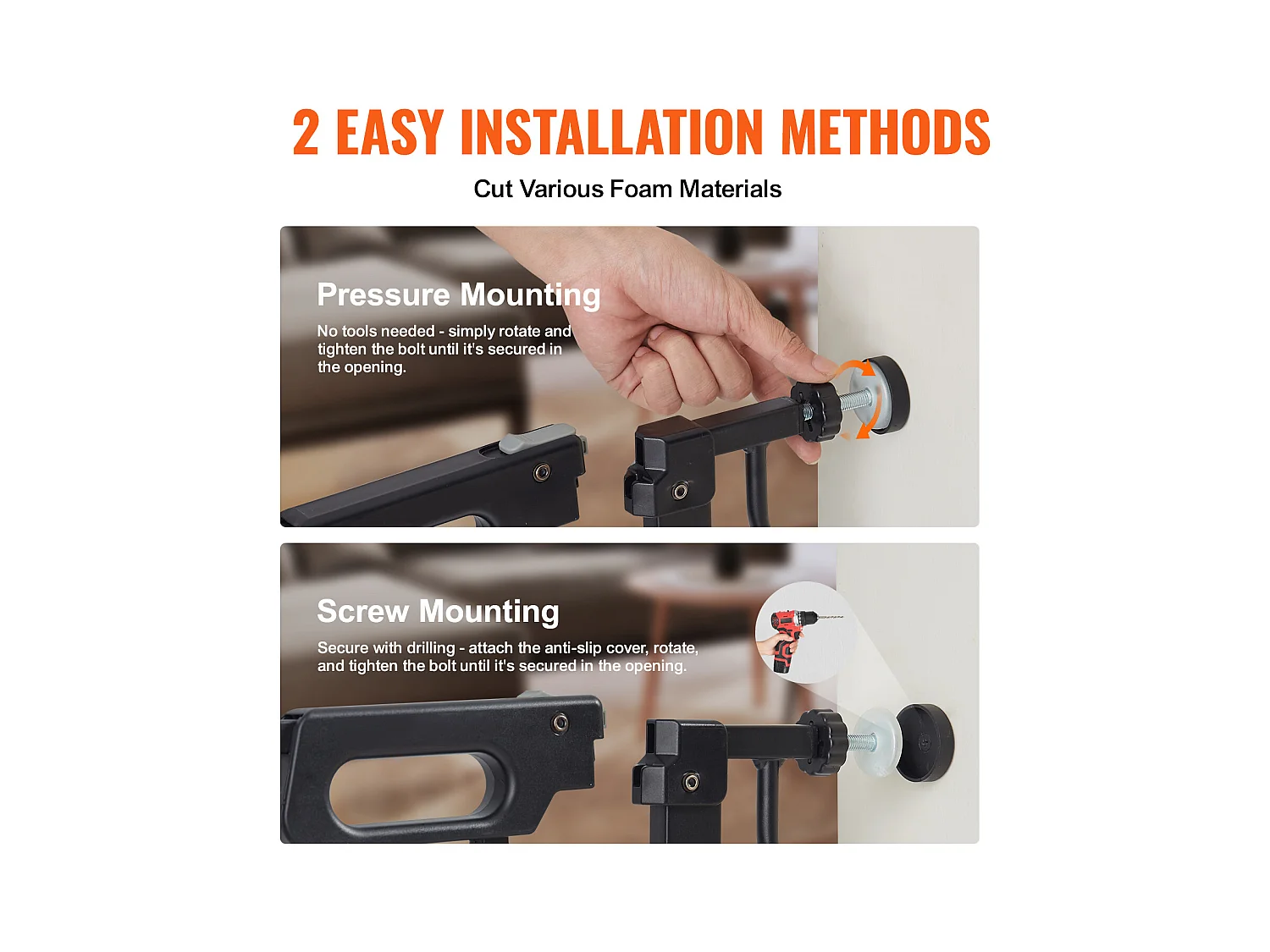 Barrière de Sécurité pour Bébé SucceBuy, Barrière pour Escalier, Barrière pour Chien, 75-135 cm de Largeur x 76.2cm de Hauteur