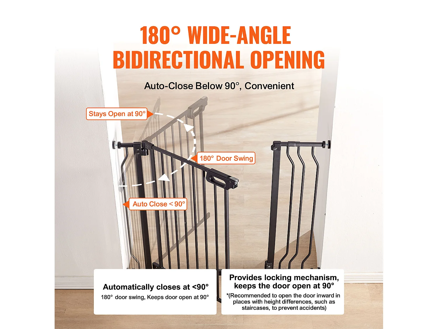 Barrière pour Bébé SucceBuy, 75 - 99cm de Largeur x 76.2 cm de Hauteur, Barrière de Sécurité pour Escaliers et pour Chiens pour Portes