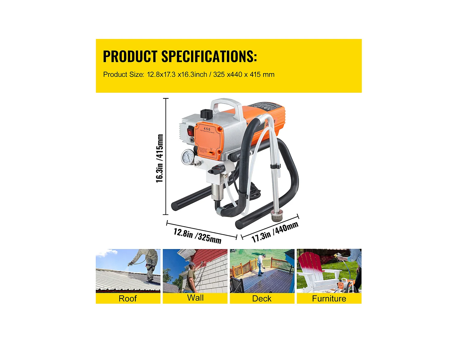 Pulvérisateur de Peinture Murale Sans Air Haute Pression SucceBuy, Machine à Pulvériser 600 W