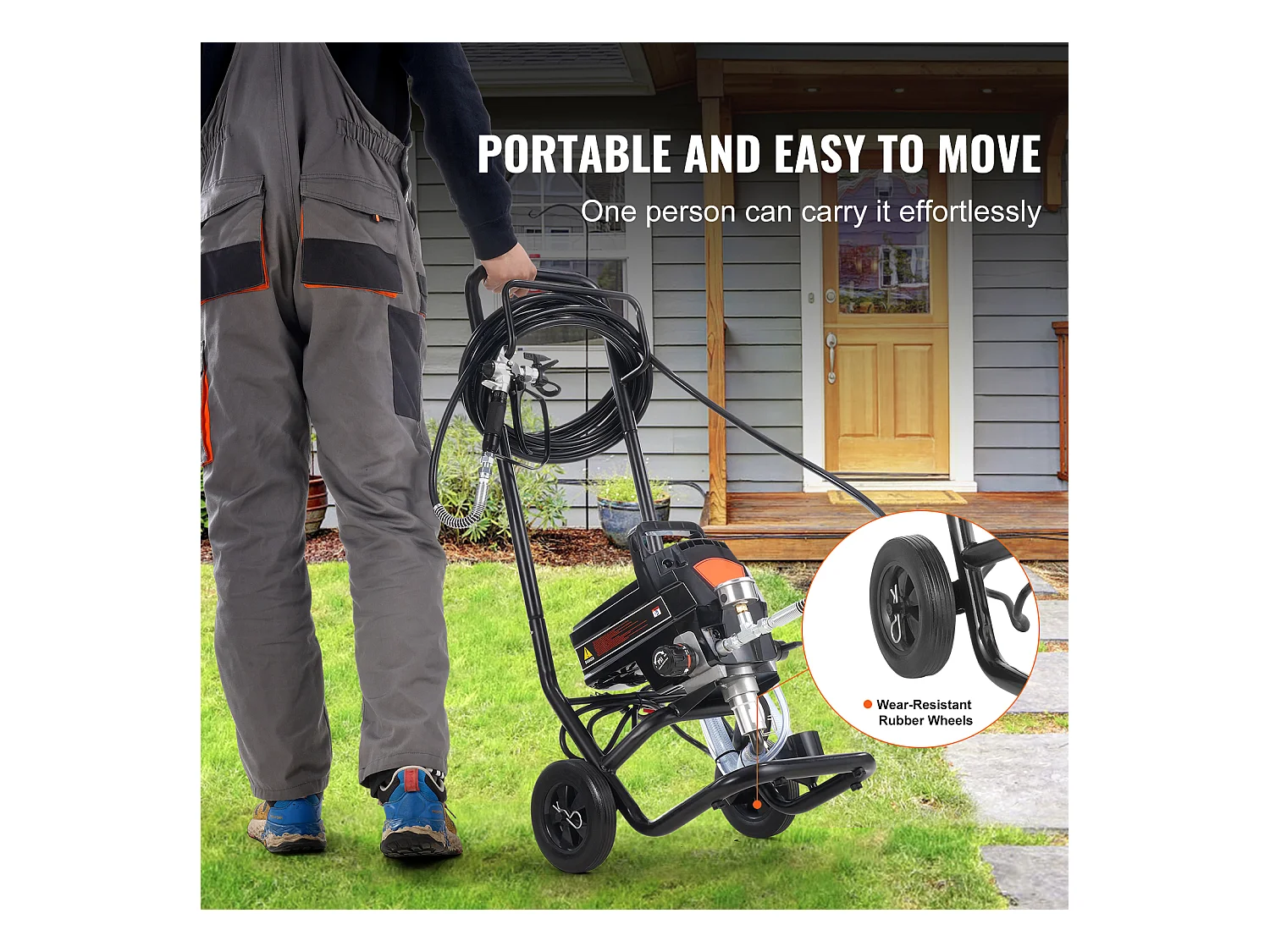 Pulvérisateur de Peinture Sans Air Sur Pied SucceBuy, Pulvérisateur Électrique 950 W 3000 PSI avec Chariot