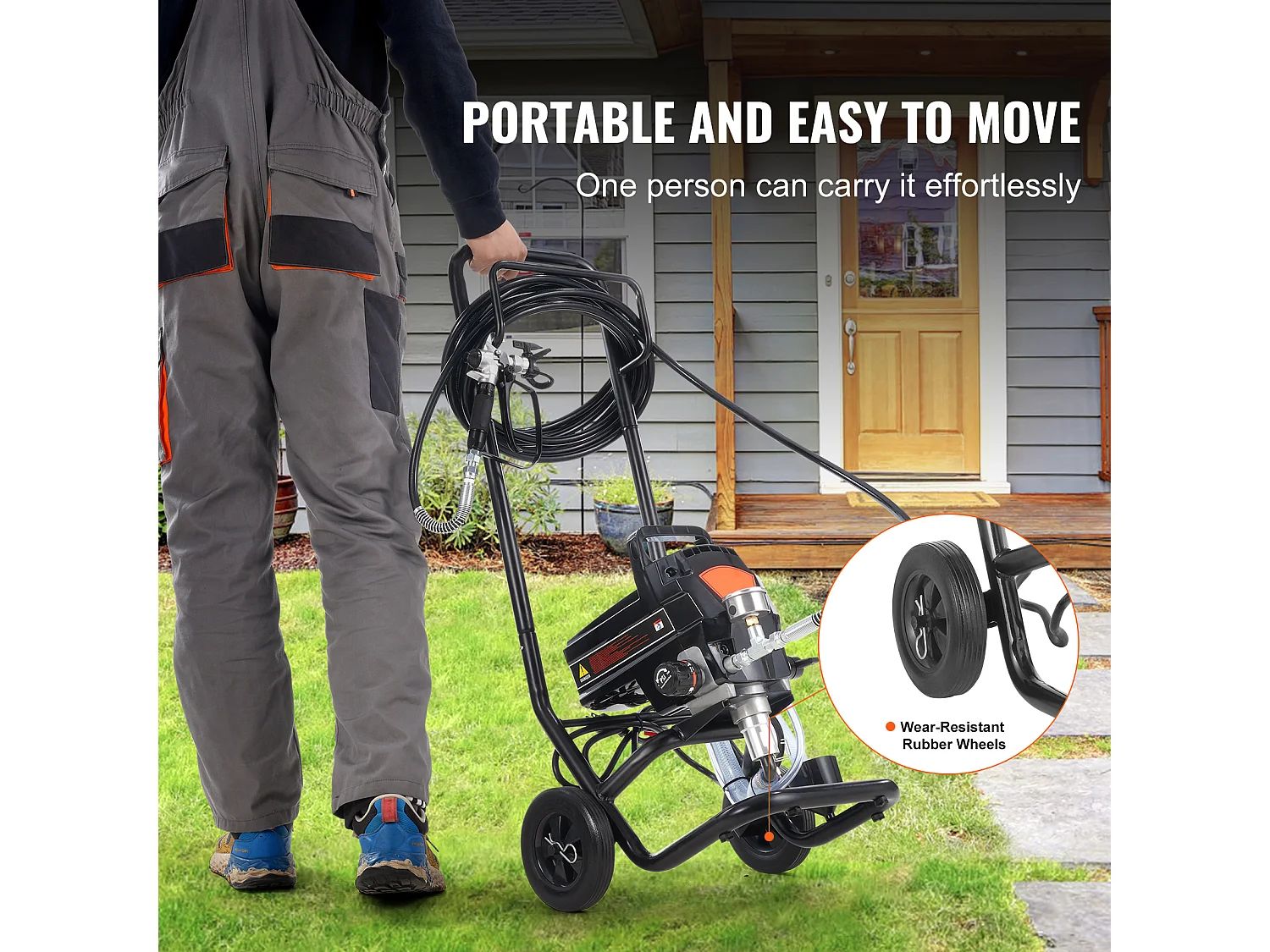 Pulvérisateur de Peinture Sans Air Sur Pied SucceBuy, Pulvérisateur Électrique 950 W 3000 PSI avec Chariot