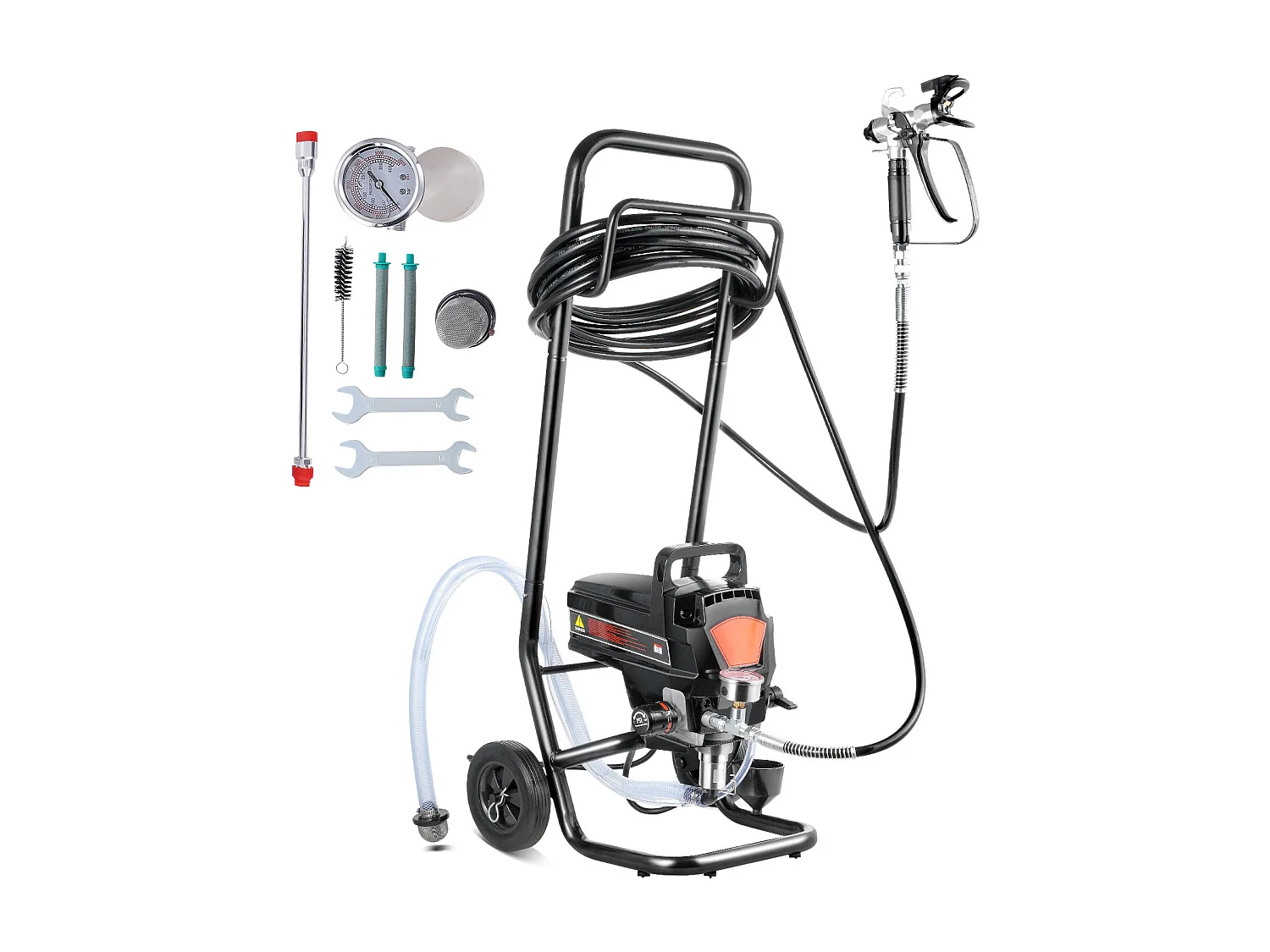 Pulvérisateur de Peinture Sans Air Sur Pied SucceBuy, Pulvérisateur Électrique 950 W 3000 PSI avec Chariot