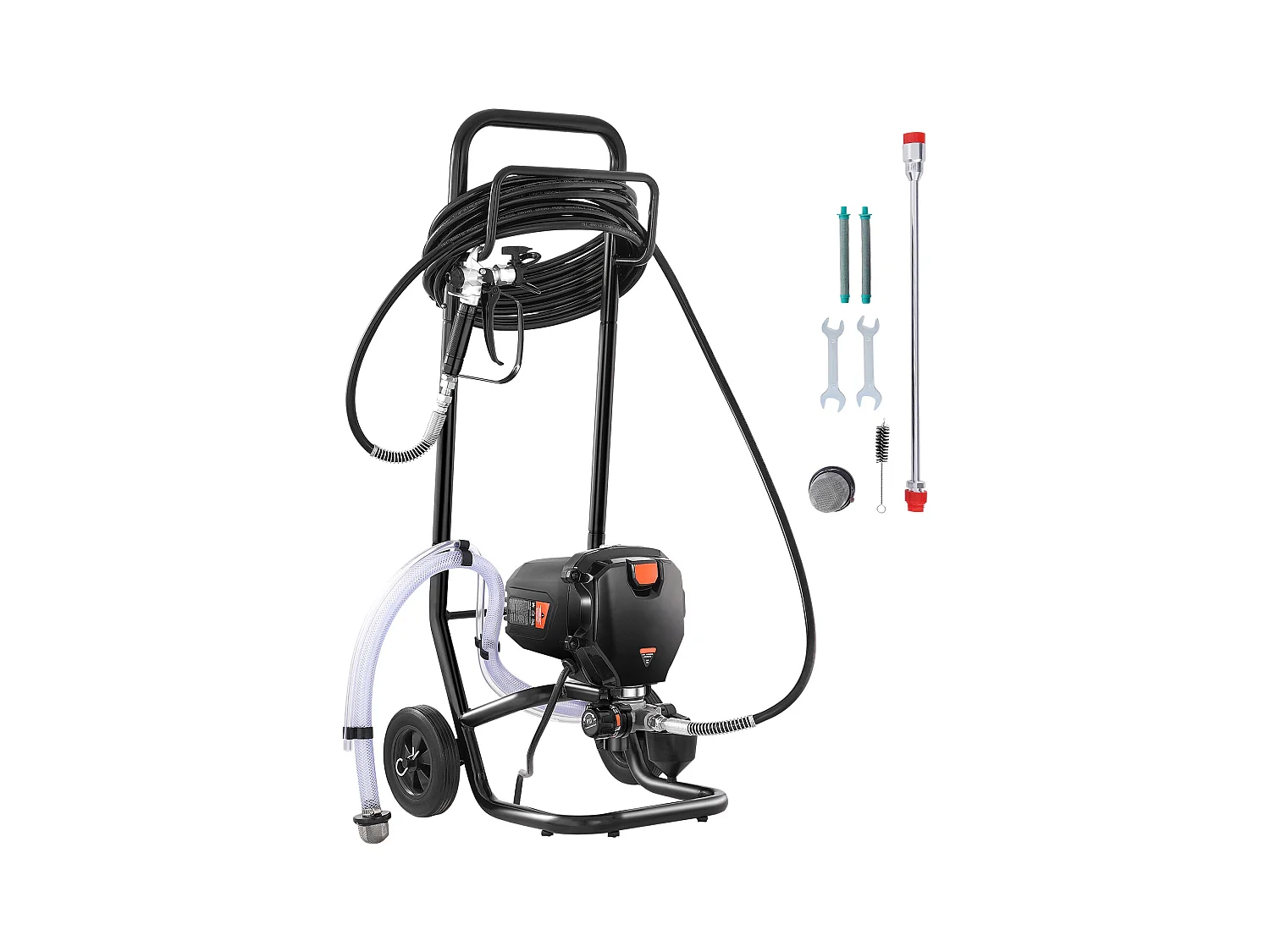 Pulvérisateur de Peinture Sans Air Sur Pied SucceBuy, Pulvérisateur Électrique 750 W 3000 PSI avec Chariot