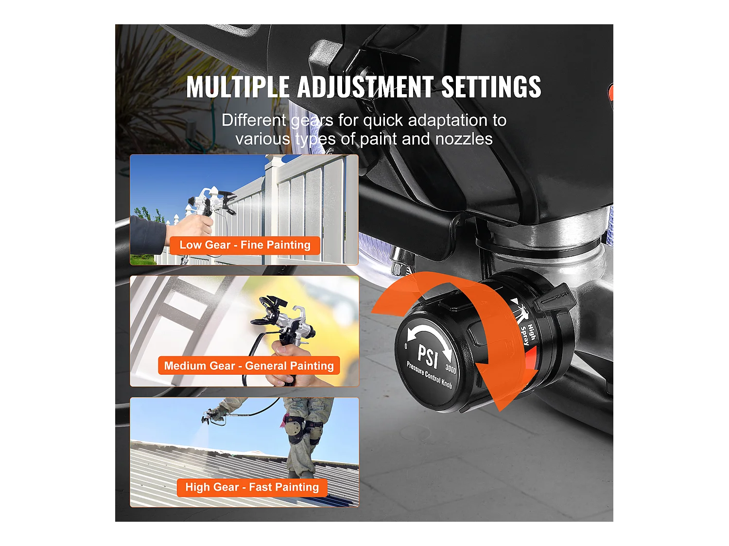 Pulvérisateur de Peinture Sans Air Sur Pied SucceBuy, Pulvérisateur Électrique 750 W 3000 PSI avec Chariot