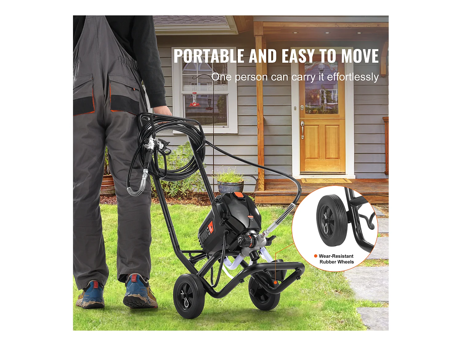 Pulvérisateur de Peinture Sans Air Sur Pied SucceBuy, Pulvérisateur Électrique 750 W 3000 PSI avec Chariot