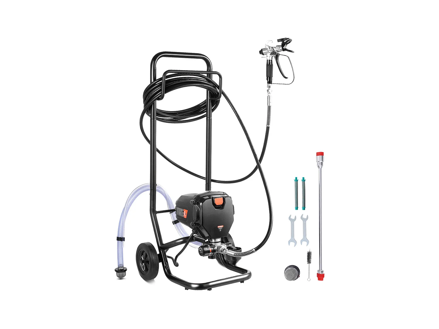 Pulvérisateur de Peinture Sans Air Sur Pied SucceBuy, Pulvérisateur Électrique 750 W 3000 PSI avec Chariot