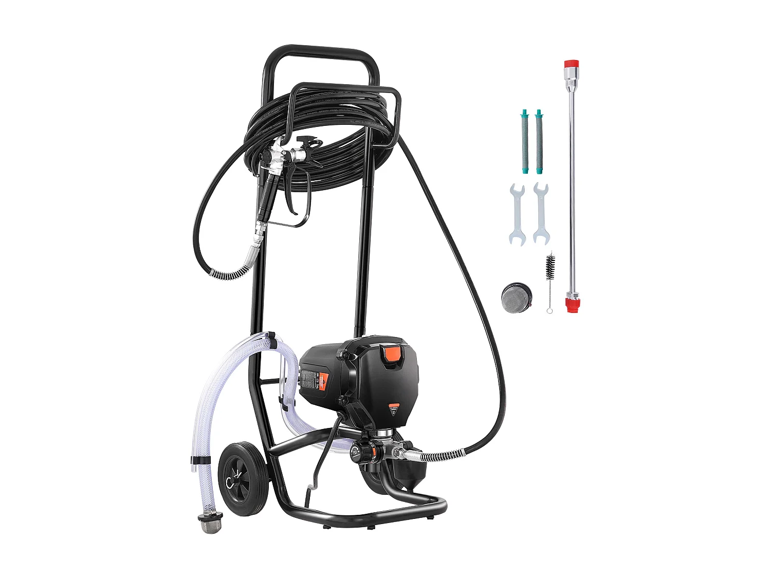 Pulvérisateur de Peinture Sans Air Sur Pied SucceBuy, Pulvérisateur Électrique 750 W 3000 PSI avec Chariot