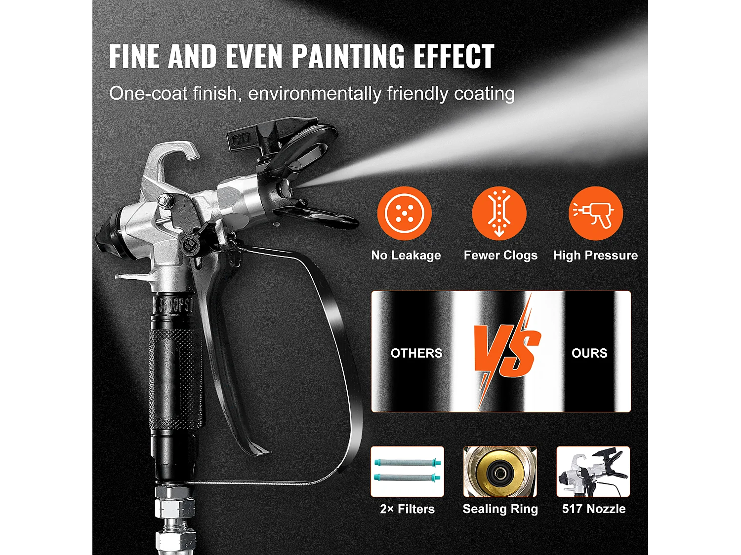 Pulvérisateur de Peinture Sans Air Sur Pied SucceBuy, Pulvérisateur Électrique 750 W 3000 PSI avec Chariot