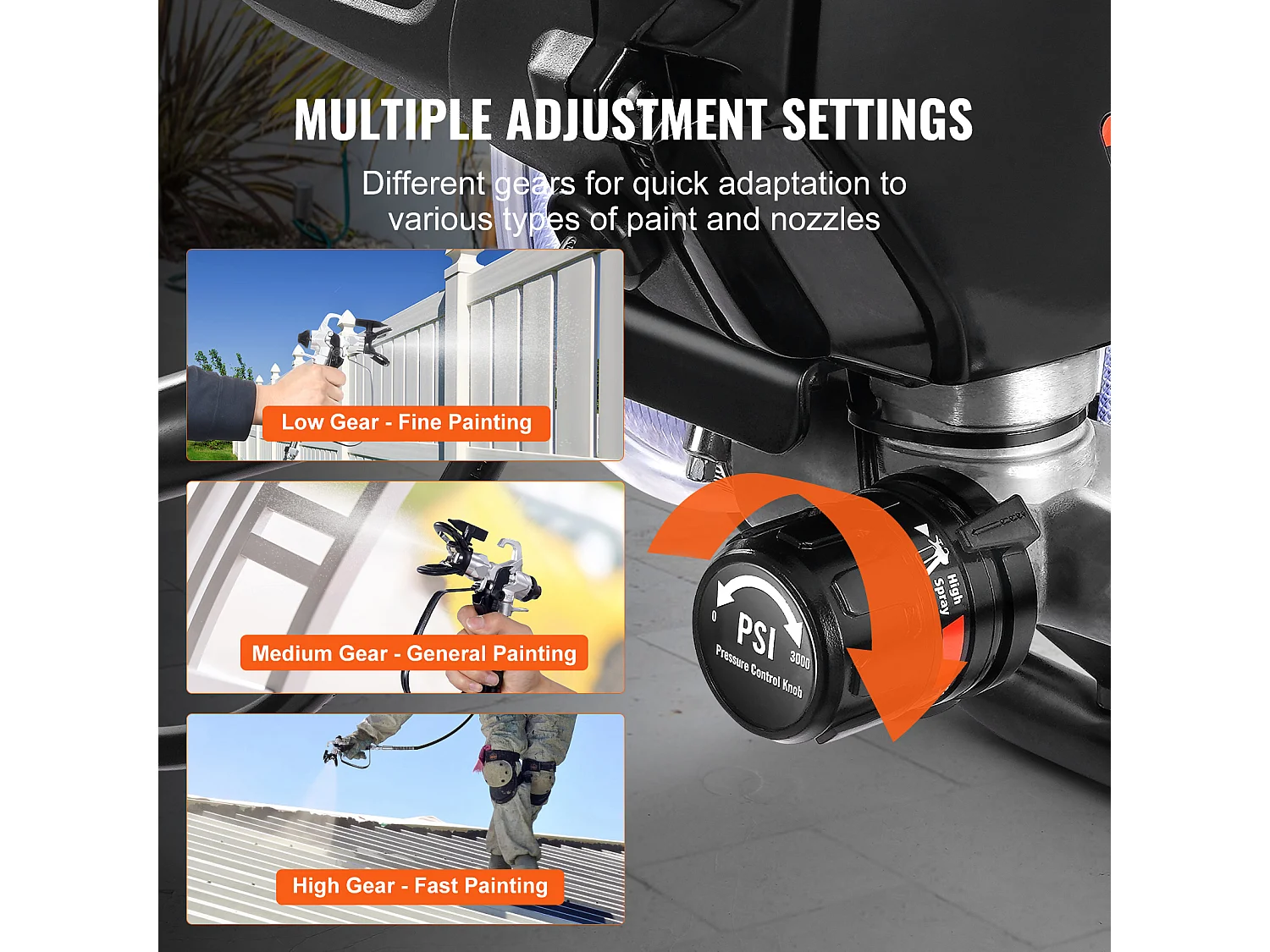 Pulvérisateur de Peinture Sans Air Sur Pied SucceBuy, Pulvérisateur Électrique 750 W 3000 PSI avec Chariot